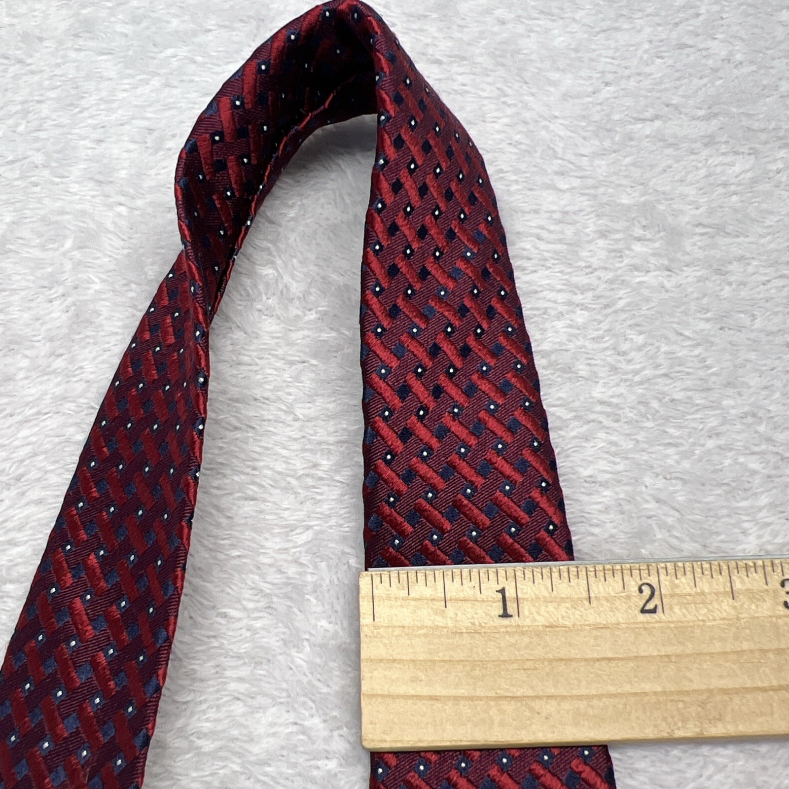 Jos. A. Bank Reserve Red Blue Geometric 3.25×59” 100% Silk Made In China