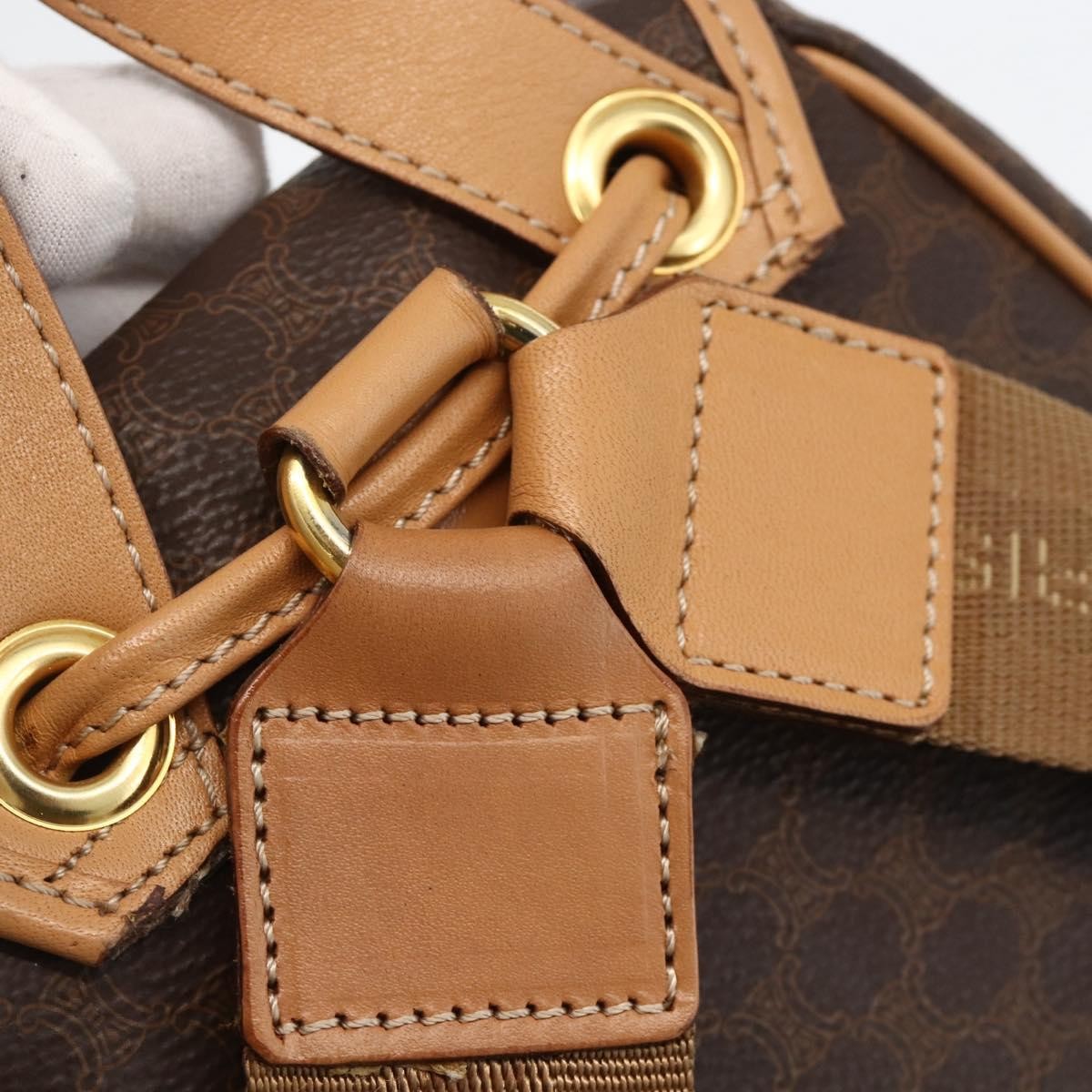 CELINE Macadam Canvas Backpack PVC Leather Brown Gold Auth am11330A