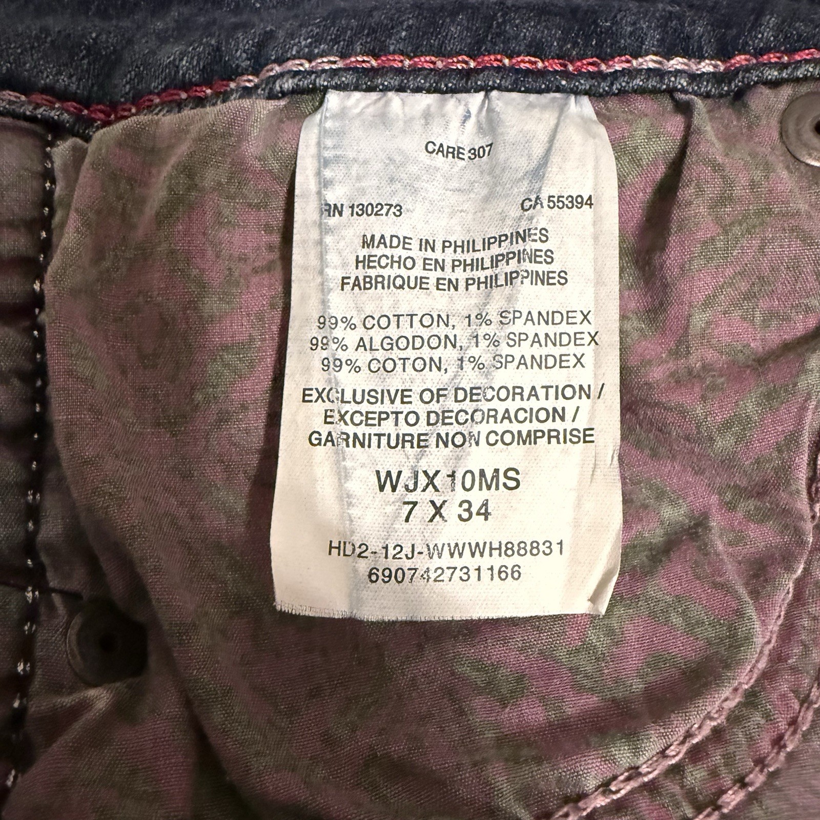 Wrangler Rock 47 Low Rise Bootcut Jeans SZ 7×34 Western Embellished Distressed
