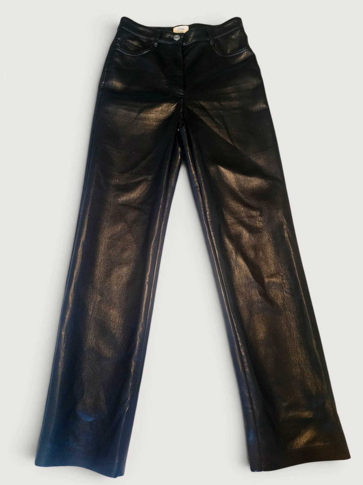 Aritzia Wilfred Melina Pant Vegan Leather Black Straight Leg High Rise Size 0