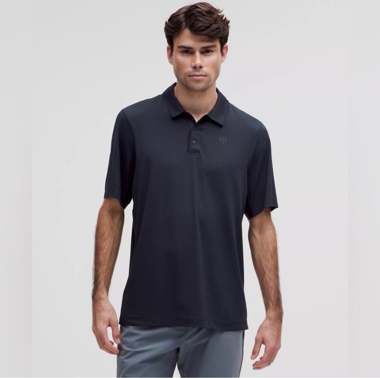 Lululemon Mens XS True Navy Sport Polo Logo Appliqué LKNEW Wicking Gym Golf