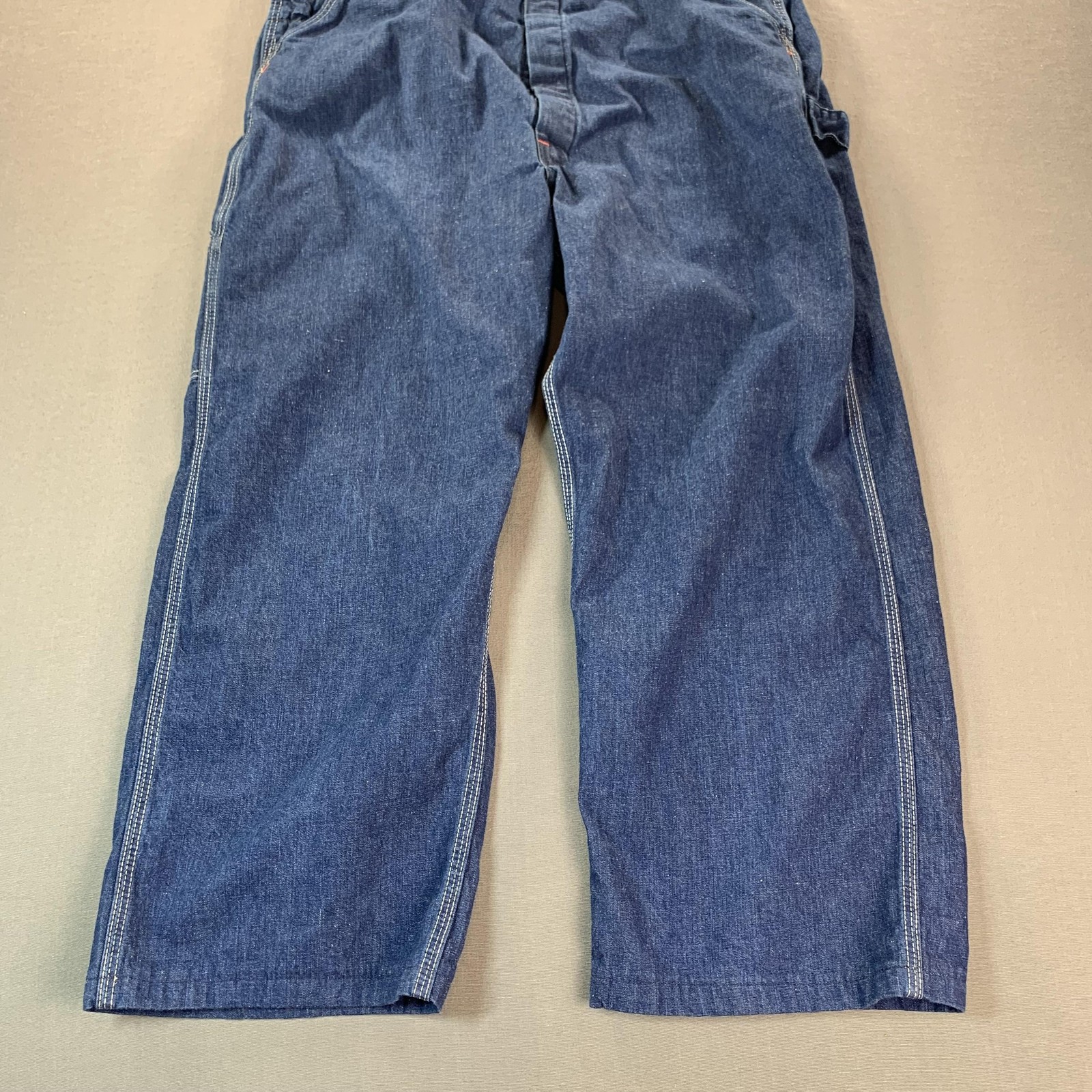 VTG Red Camel Sanforized Bib Overall Men 36×27 Blue Denim Workwear Carpenter 50s