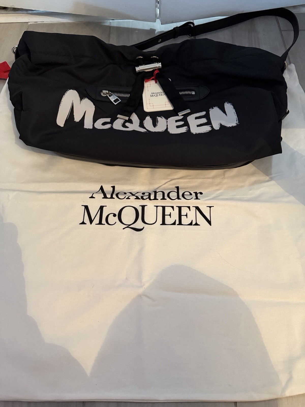 Alexander McQueen Black Graffiti Designer Shoulder Bag