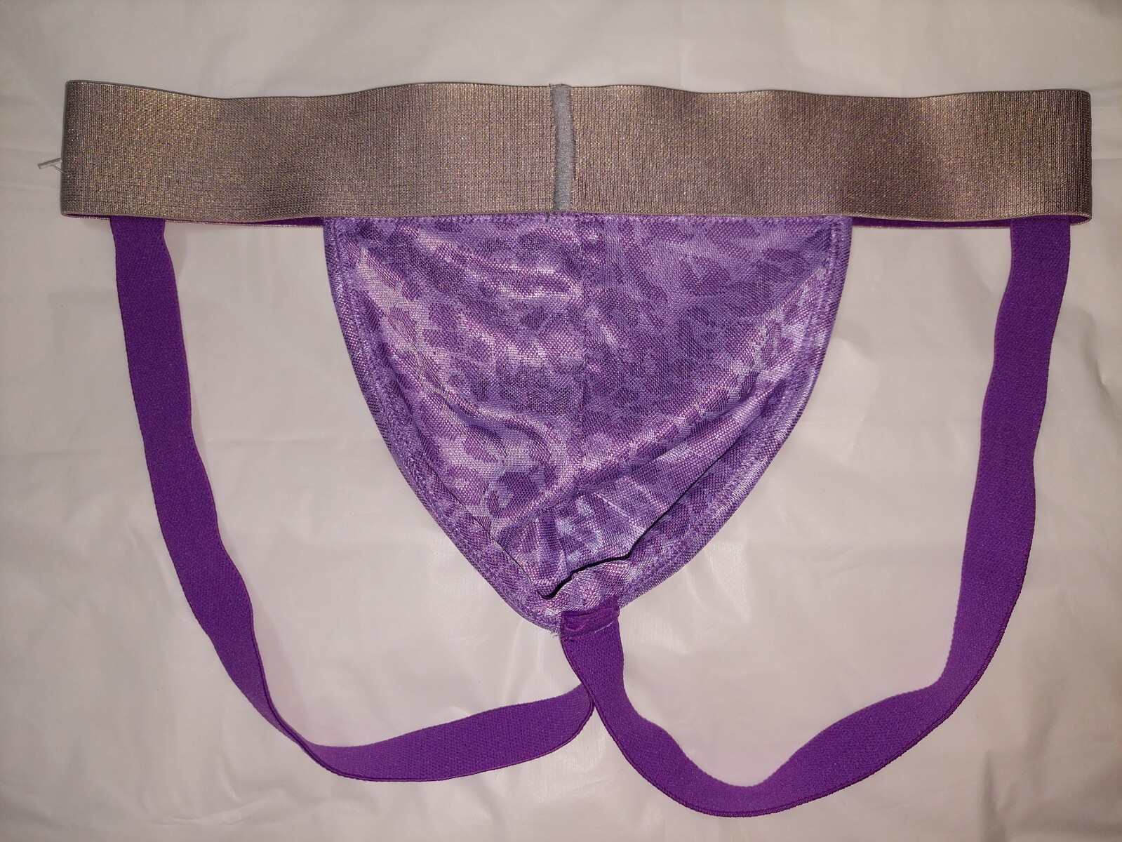 PAPI MENS UNDERWEAR JOCKSTRAPS COLOR PURPLE PATTERN W SILVER BAND SIZE MEDIUM M