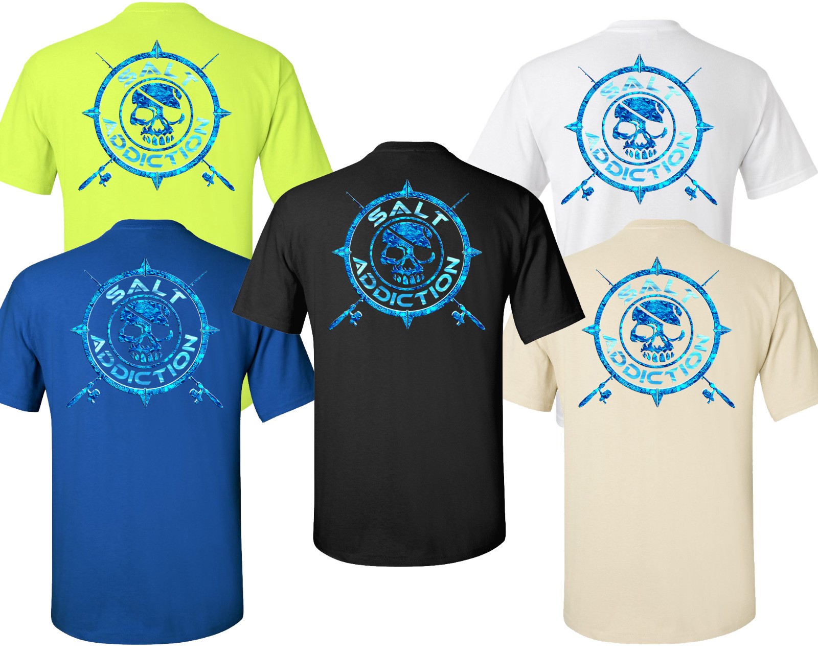 Salt Addiction Nautical compass Logo Fishing Short Sleeve T Shirt Ocean