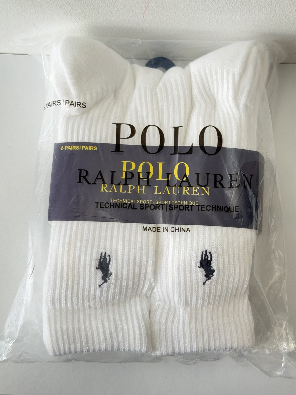 6 PAIR PACK POLO RALPH LAUREN CLASSIC SPORT MENS CREW SOCKS