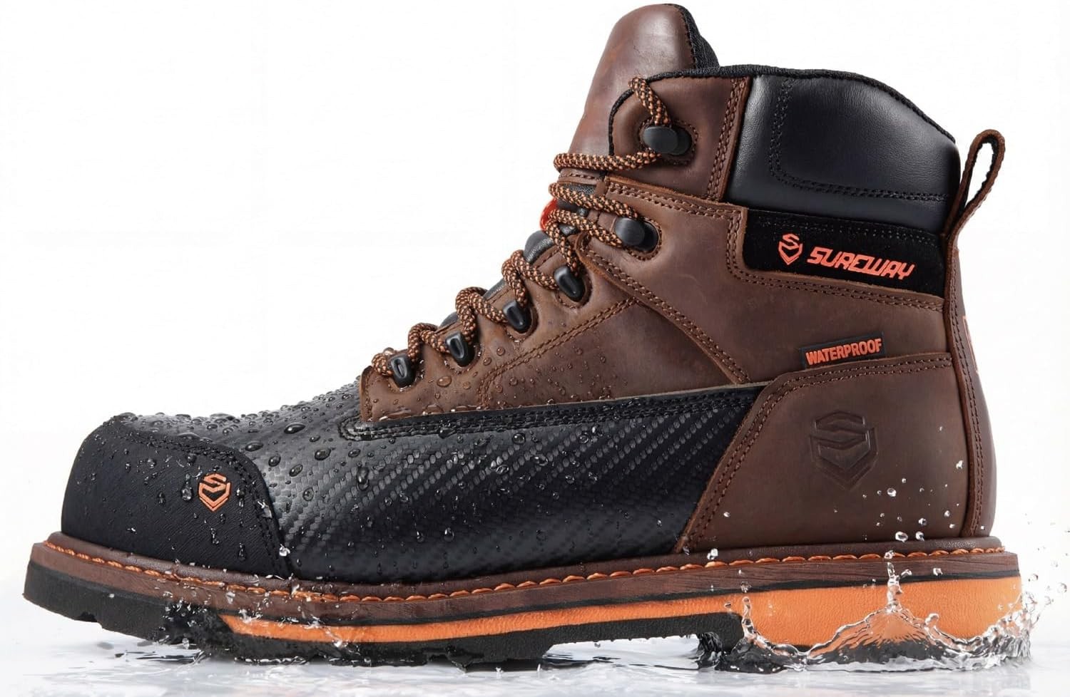 SUREWAY Men’s 6″ Waterproof Soft/Composite Toe Work Boots – Crazy Horse Leath…