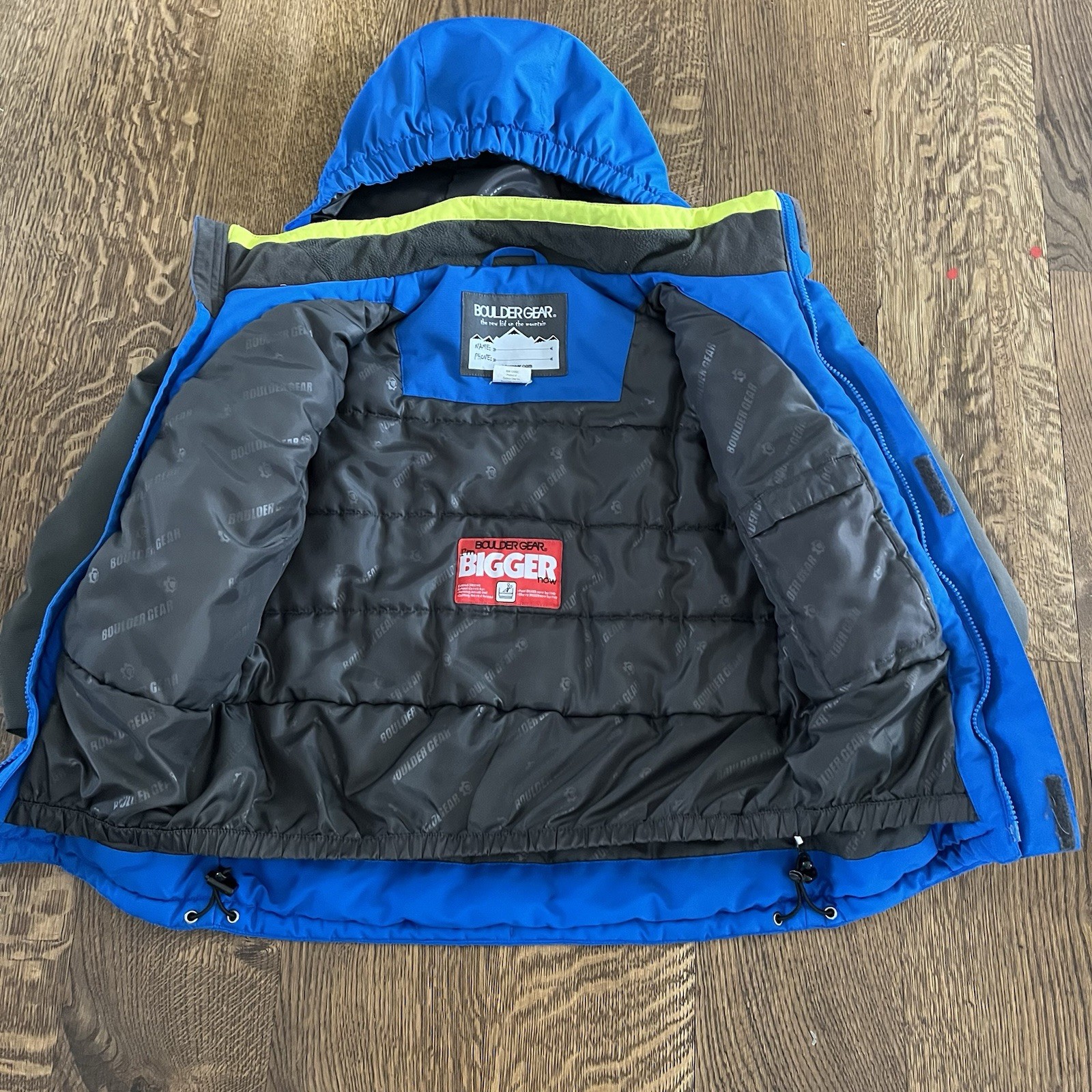 Boulder Gear Boys Size 7 Ski Jacket Blue Charcoal Black Neon Grow System 9212R