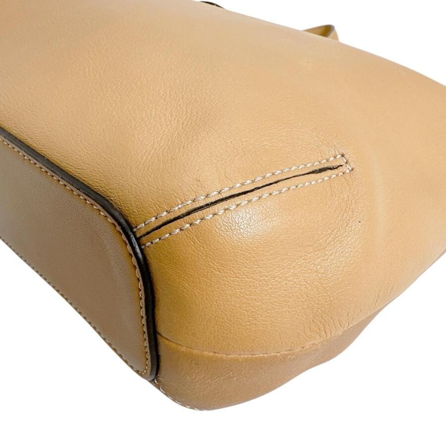 COACH Gallery Tote Camel Leather Shoulder Bag Women Medium Open Top 7.9in