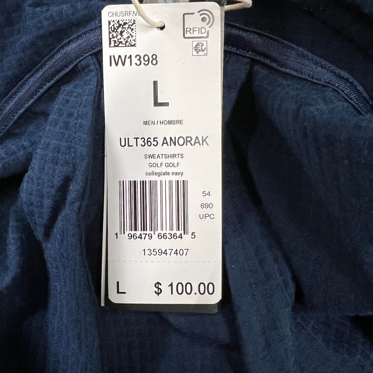 ADIDAS Ultimate365 Anorak Men’s Size L Blue IW1398