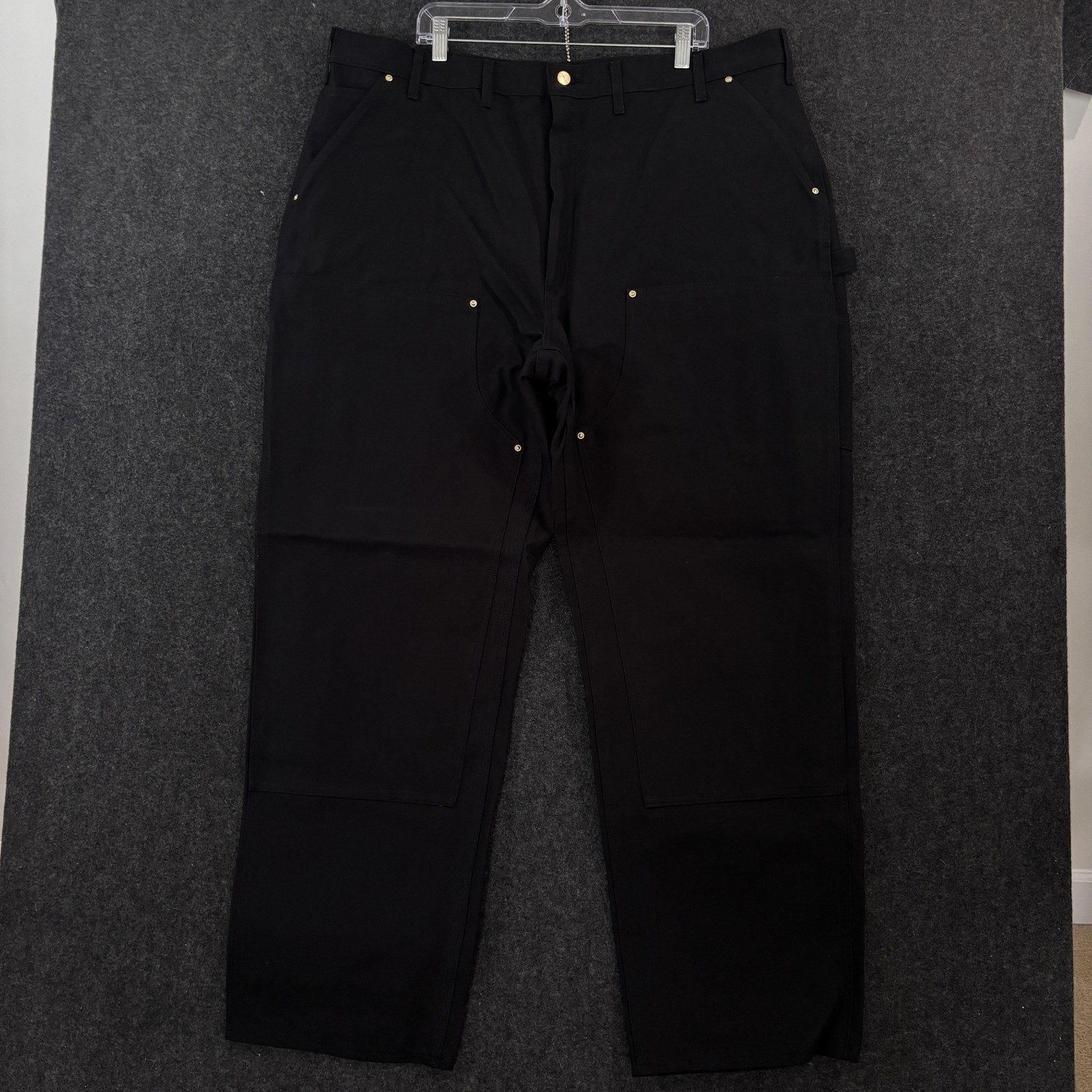 Carhartt Double Front Carpenter Work Pants Men’s 44×32 Black Duck Canvas B01-M