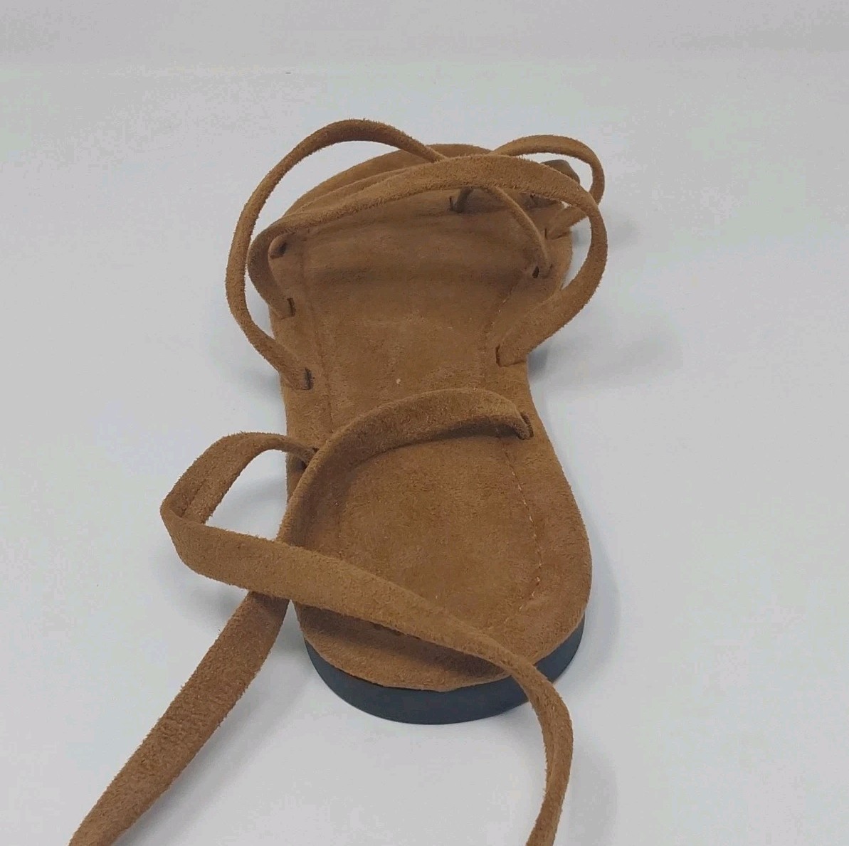 Womens Gladiator Sandals Brown Faux Suede Strappy Flat Sandals US 8 NWT