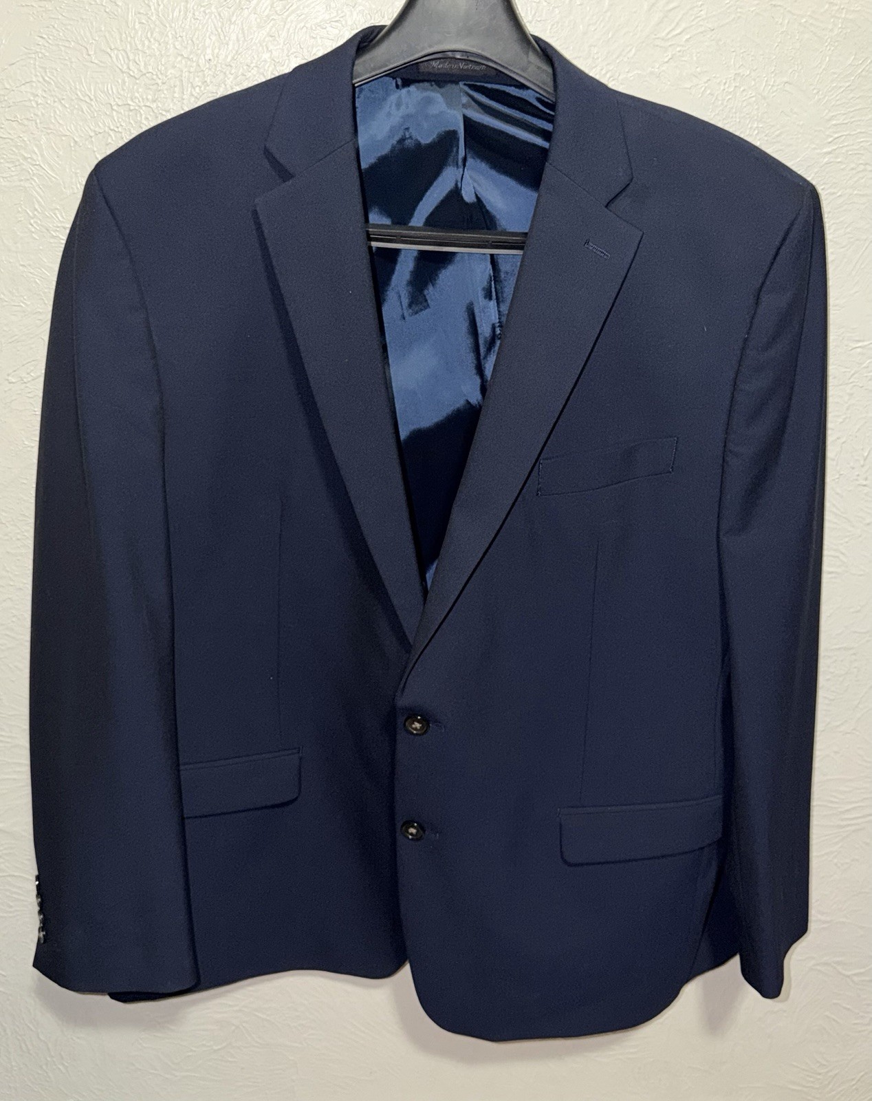 Chaps Men’s 46R Solid Blue 2 Button Blazer Suit Jacket