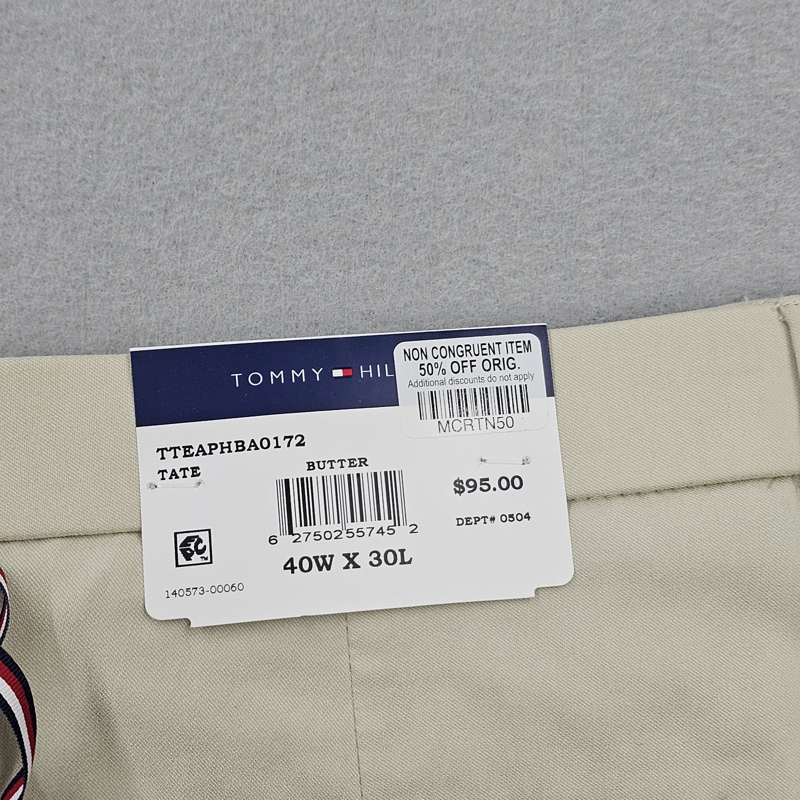 Tommy Hilfiger Mens 40×30 Modern Fit Butter Beiege Stretchy Dress Pants THFLEX