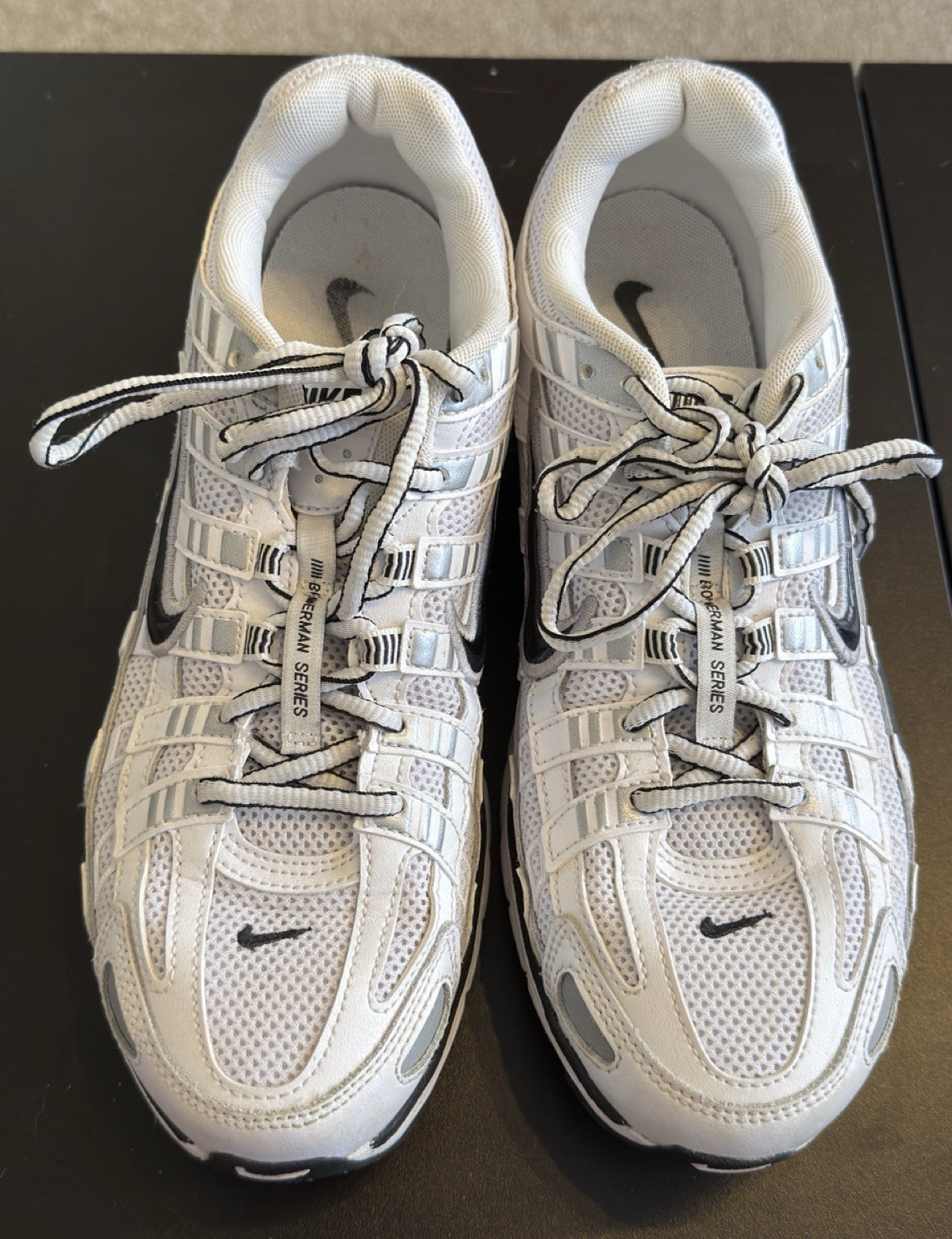 Nike P-6000 White/Metallic Silver/Black Mesh Low Top Lace-Up CD6404-107