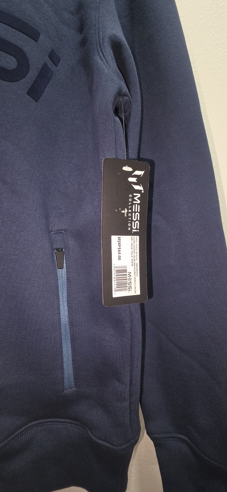 Messi Collection Men’s Blue Pullover Hoodie Pockets Logo Size M