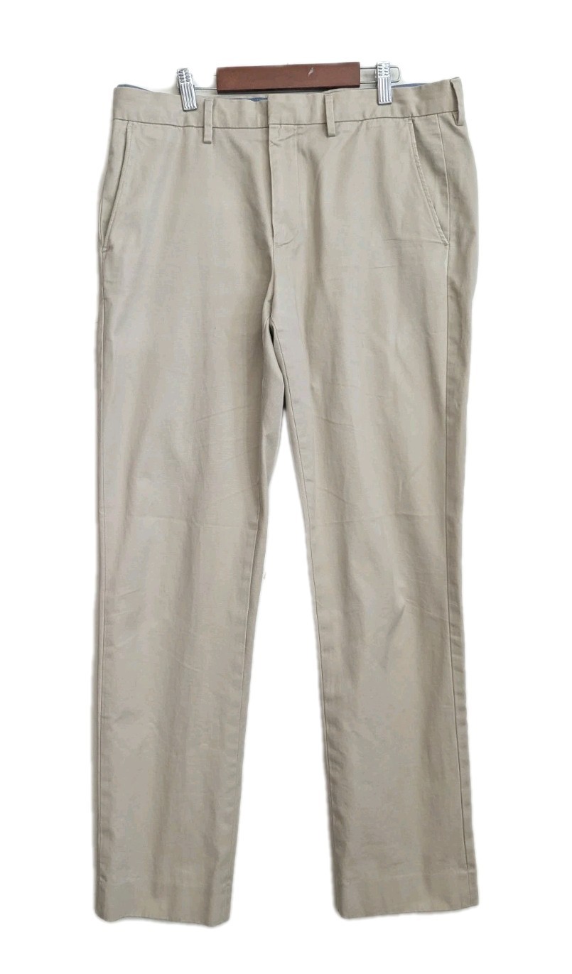 J.CREW BOWERY Trousers Casual Slim Pants Cotton Chino Light Khaki Sx 33/32 (31)