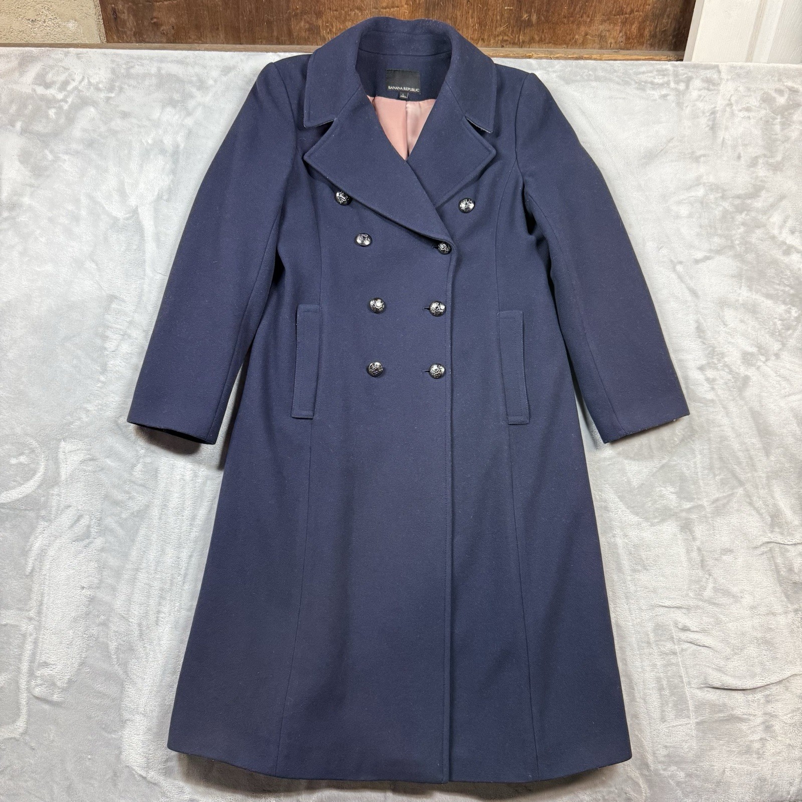 Banana Republic Mario Bellucci women’s wool Blend coat Sz L Blue