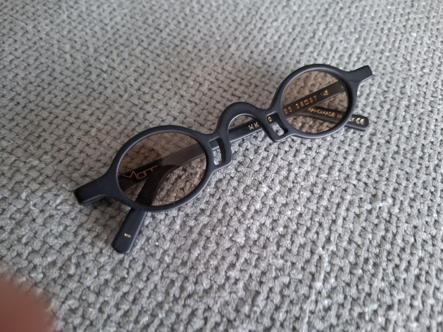 Monokol Oval Minimal Sunglasses MK200 C03 COLOR Matte Black Brown Lenses 38-37