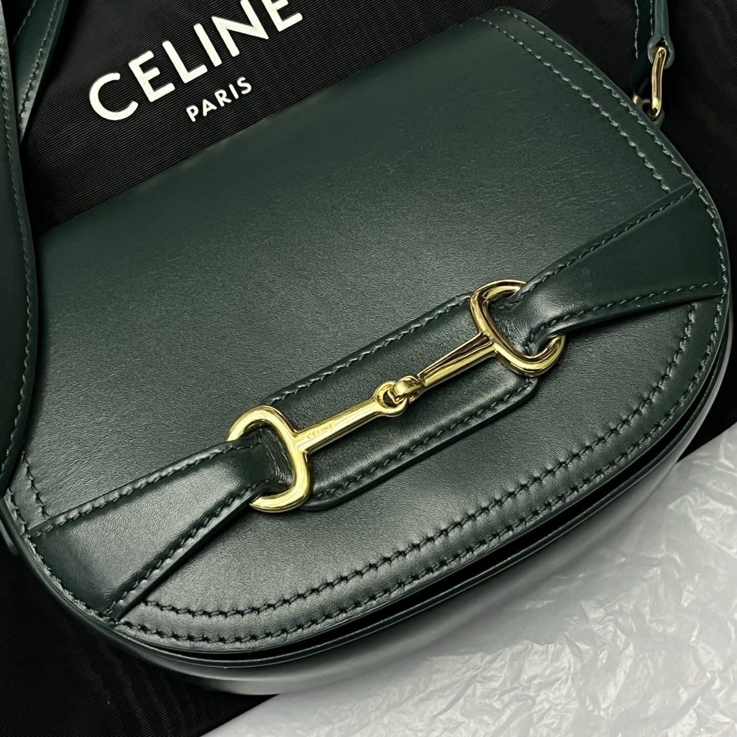 Celine Pre-Owned Authentic Saddle Bag Green 17*13*6 Free Tracked Shipping