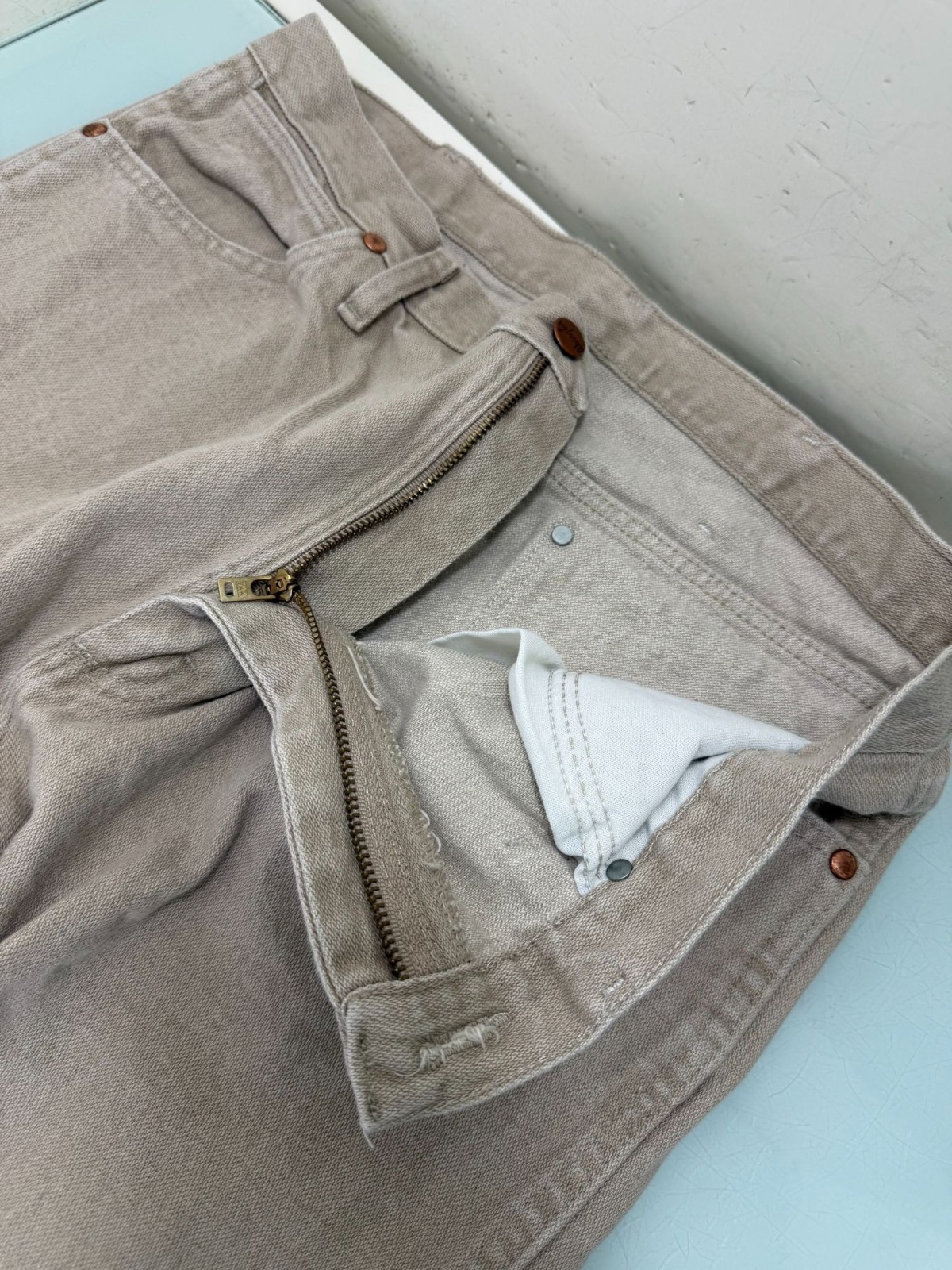 Wrangler Cowboy Cut Jeans Mens 35X36 Tan Beige Regular Fit Western 1013MWZTN