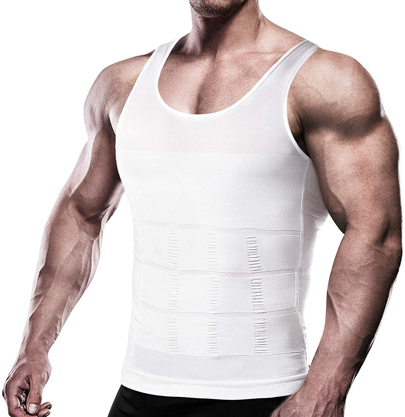 Mens 3 Pack Body Shaper Slimming Tummy Vest Compression Shirt Tank Top Shapewear