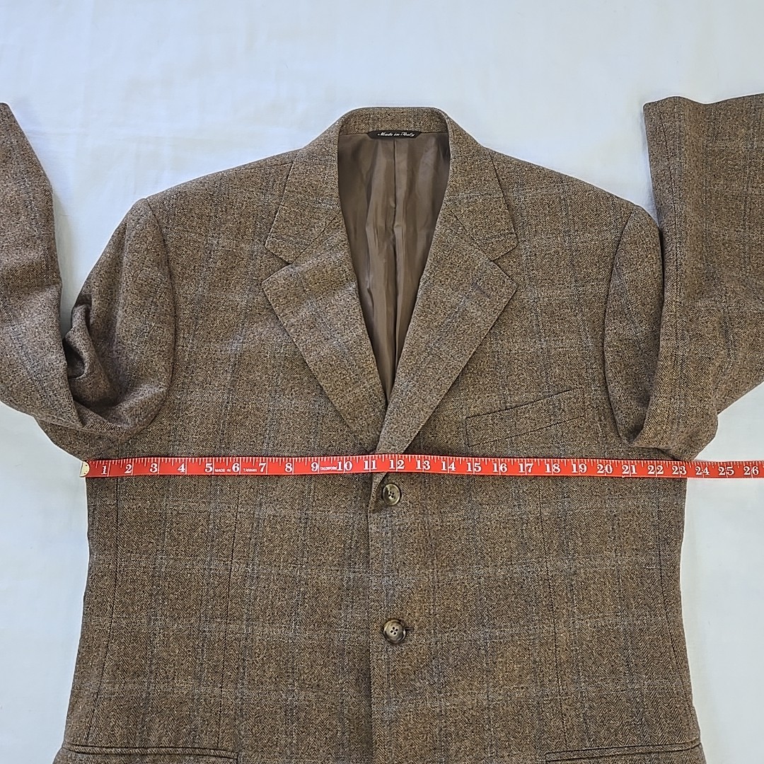 Canali Blue Label Wool Cashmere Blazer Tweed Jacket Window Pane EU 58 L US 46