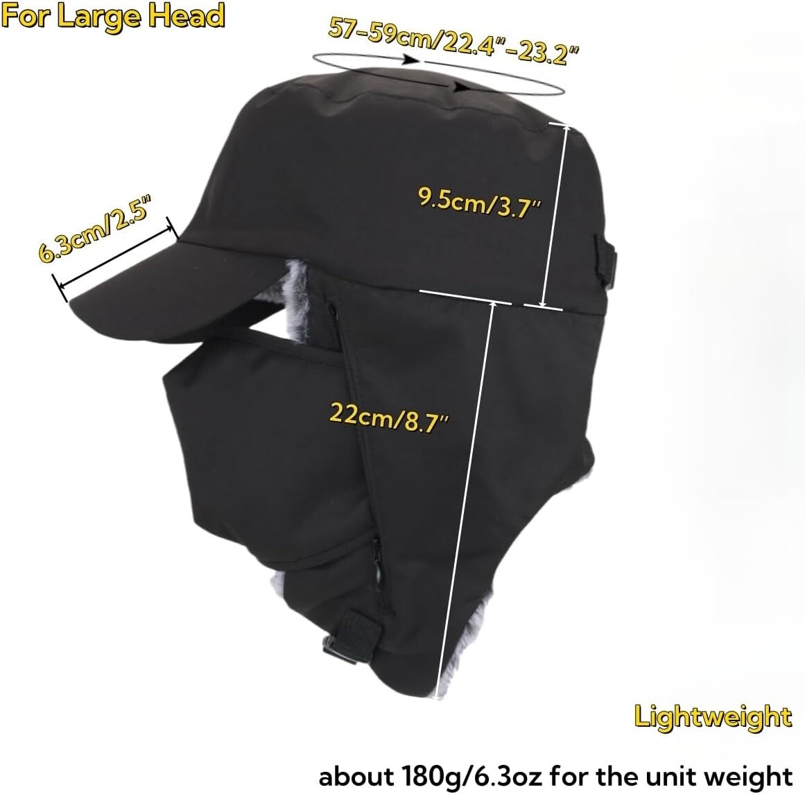 Winter 3 in 1 Thermal Fleece Lined Ski Hat with Ear Flap Full Face Warmer Cover