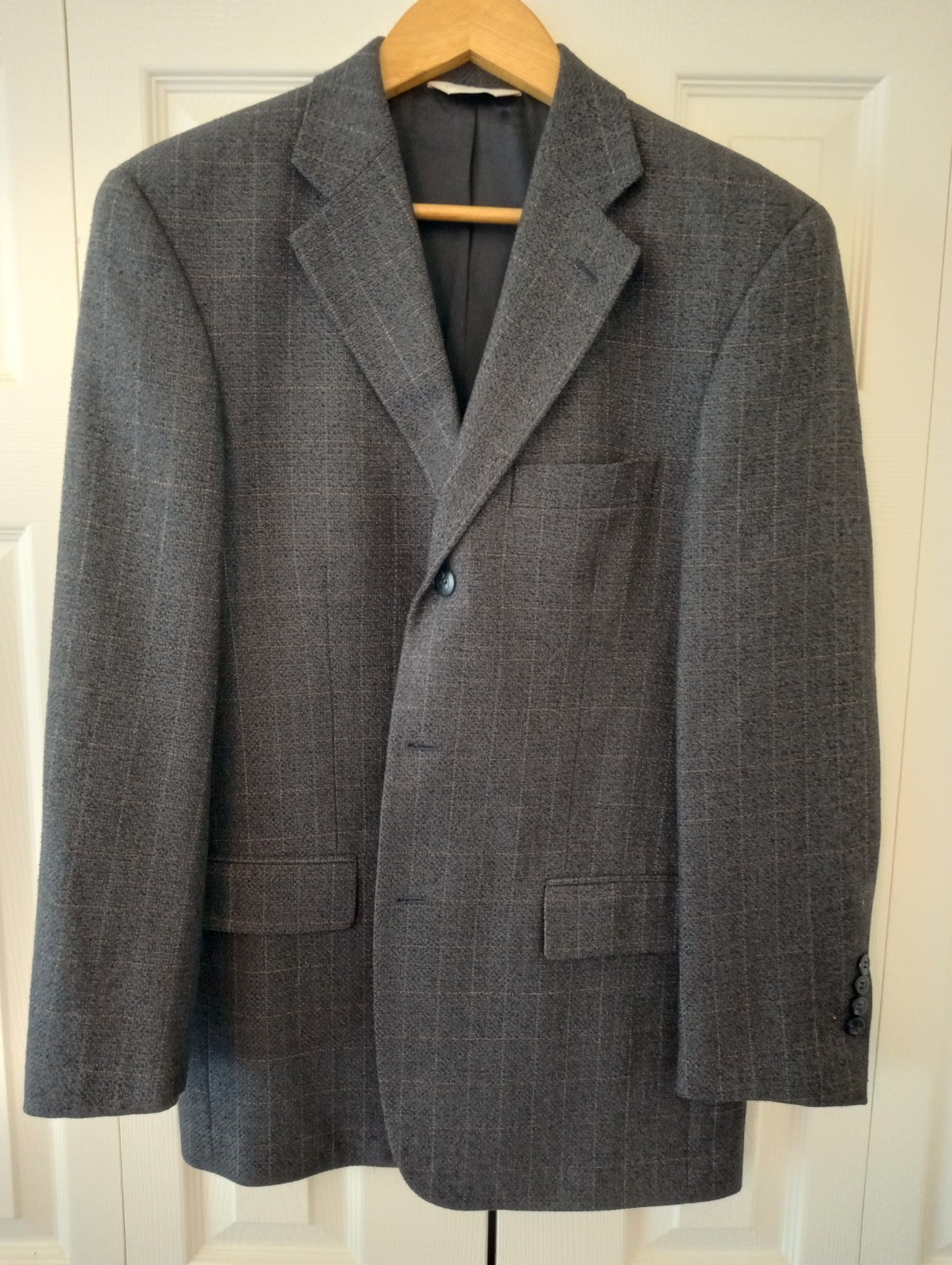 Pronto Uomo Blue & Charcoal Windowpane Silk Wool Sportcoat Blazer 37R