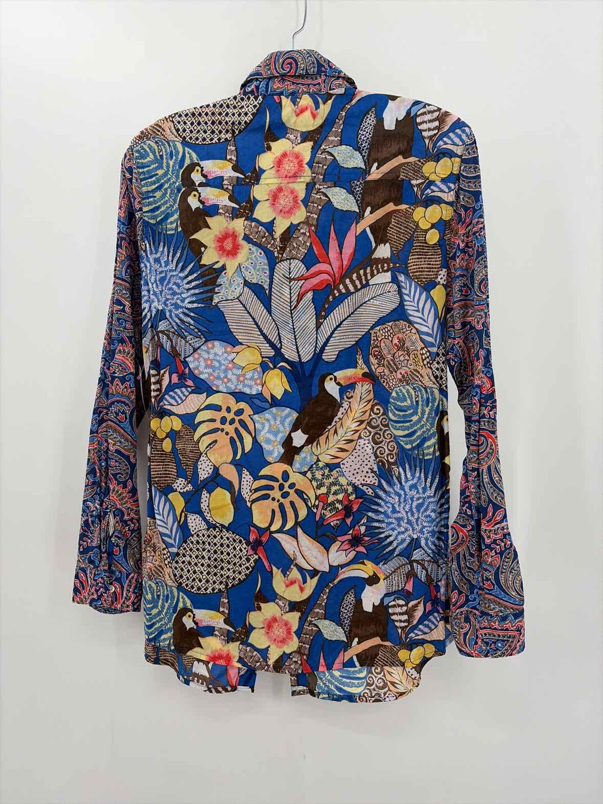 Pre-Owned J Mclaughlin Blue Size Medium Button Down Long Sleeve Blouse