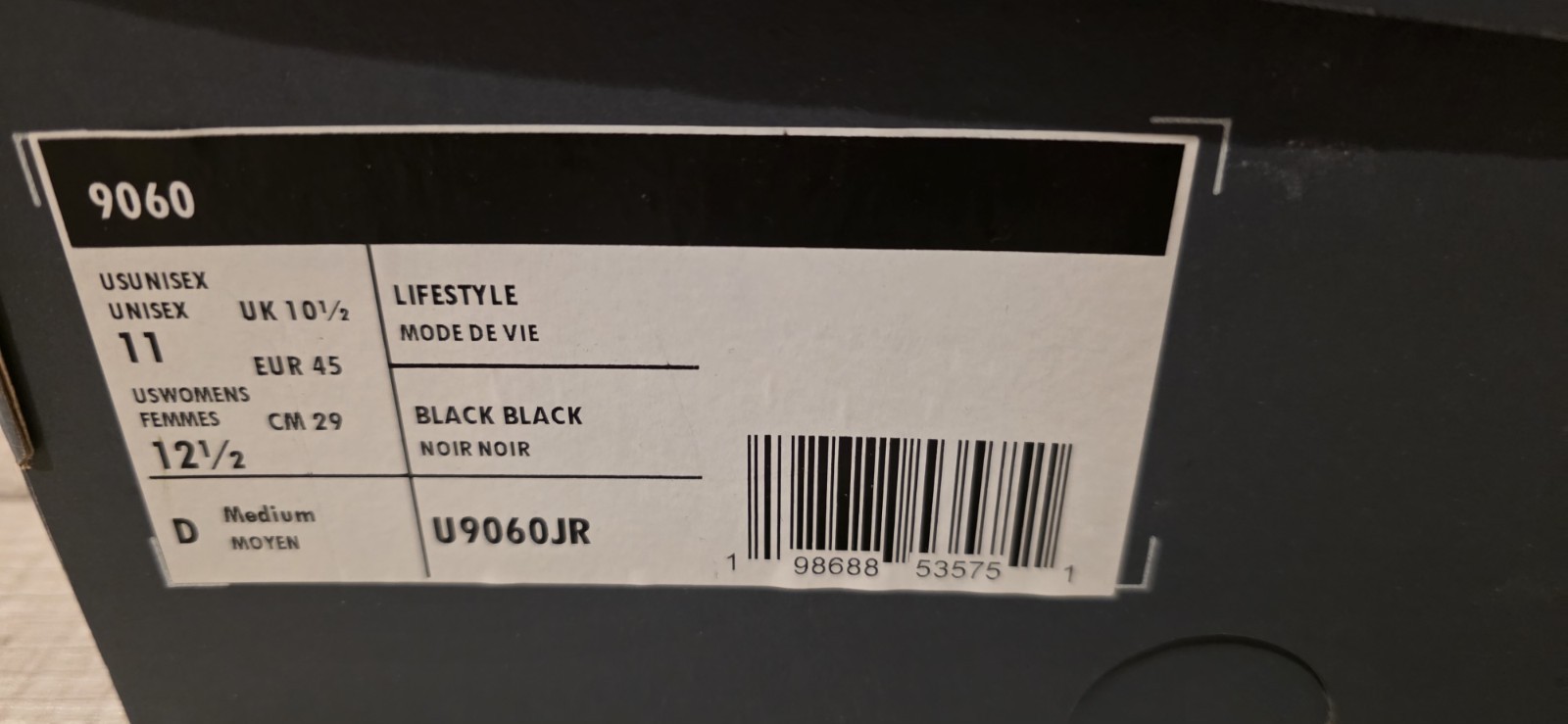 New Balance Men’s 9060 Black/Red’ | Sizes 11US | U9060JR