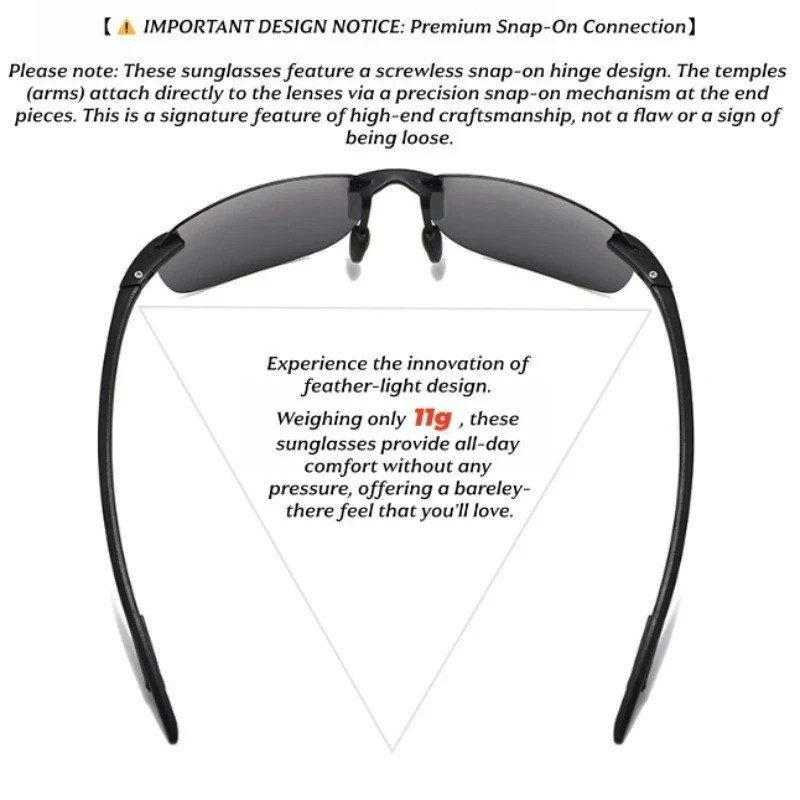 Rimless TR90 Sunglasses Polarized UV400 Lenses Lightweight Outdoor Men Glasses