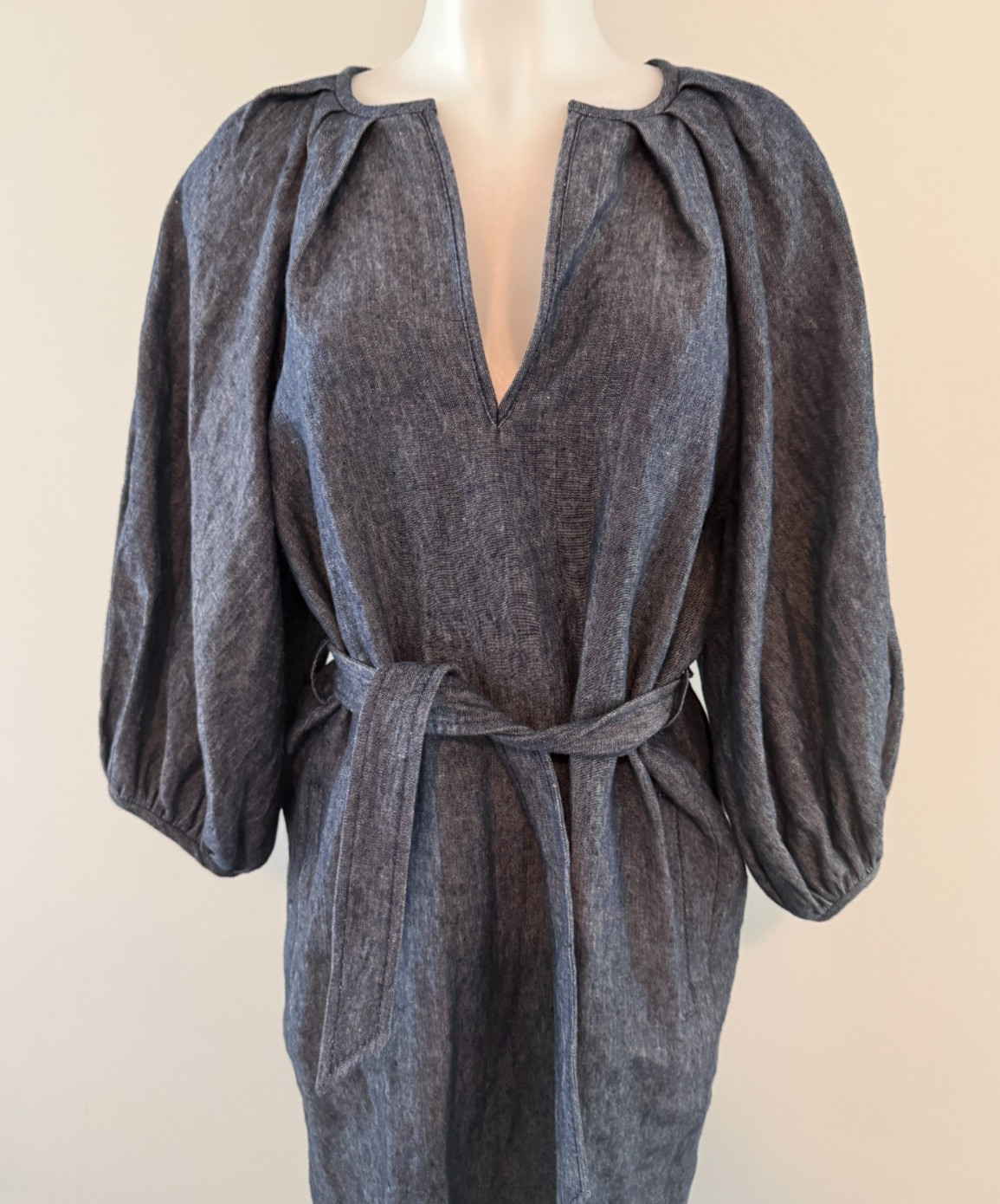 Martin Grant Paris Blue Linen Belted Midi Dress SZ 38/ US 6-8