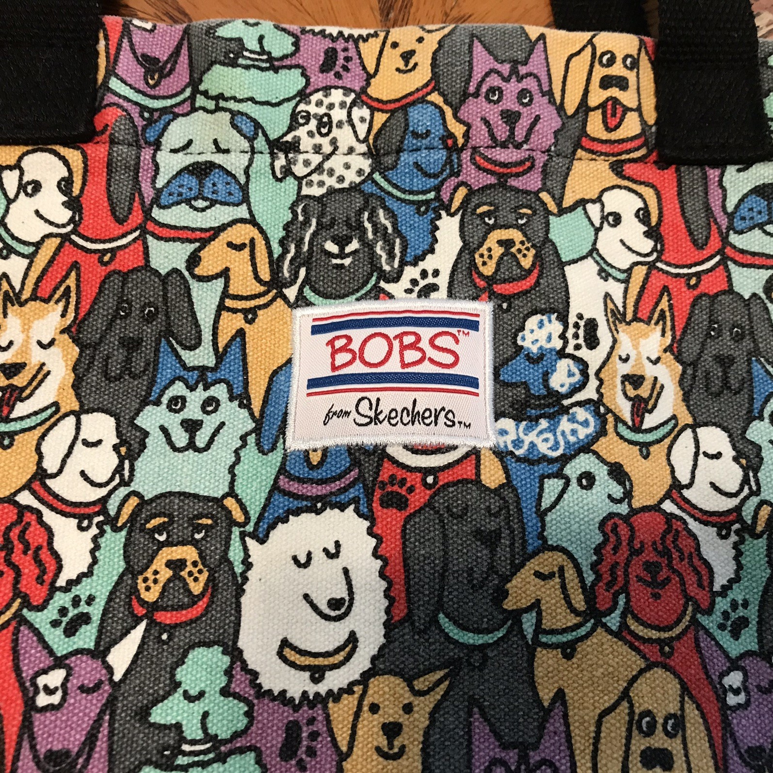 Bobs From Skechers Canvas Tote Bag Dog-Face Print featuring multiple dog breeds