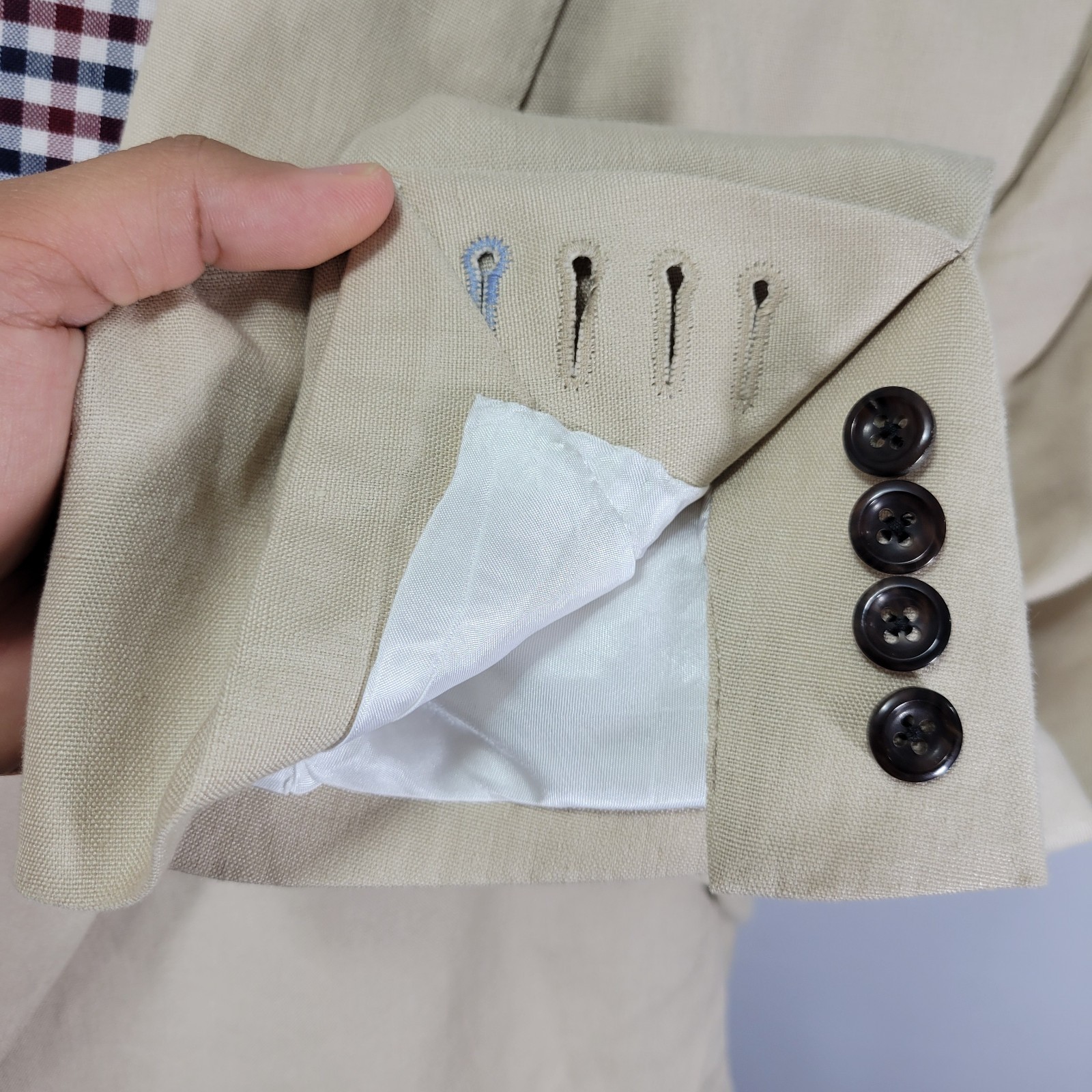 Corporate Image Tom James Men’s Sport Coat Blazer Sugreon Linen 52R SLIM FIT