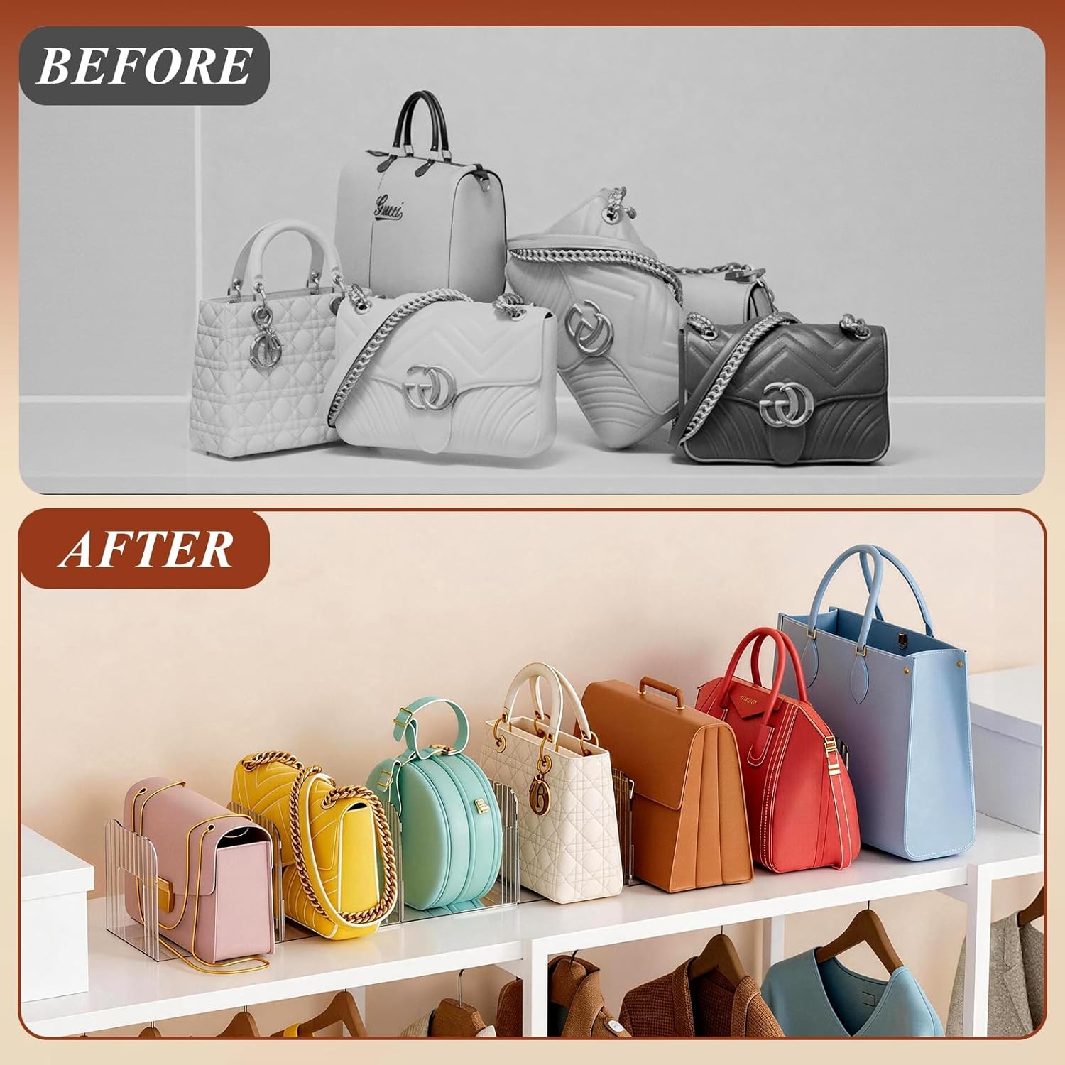 Storage Handbag Storage Shelf Dividers, 1 Set Plastic Clutch Dividers