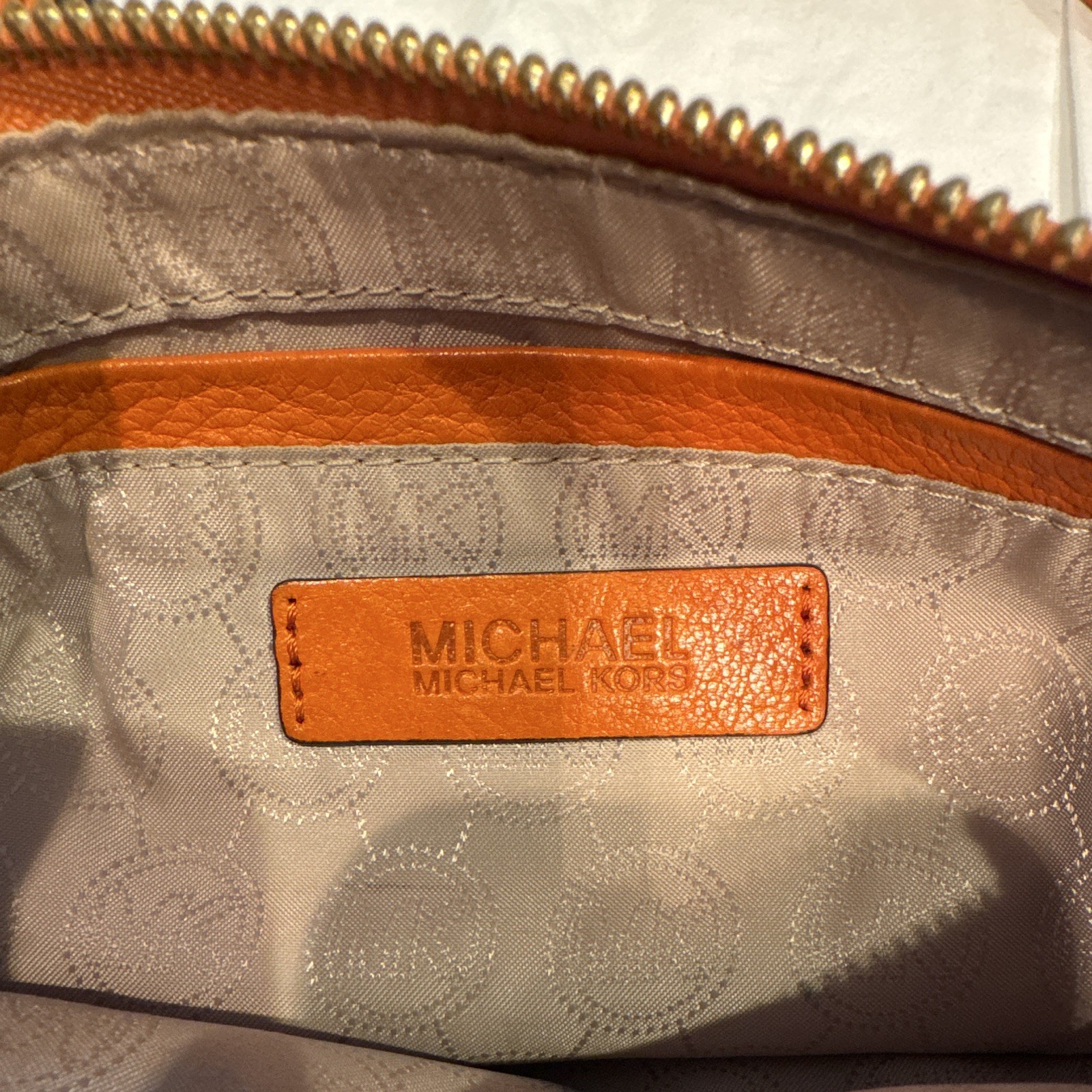 Michael Kors Gilmore Small Pebbled Leather Crossbody Bag Mandarin Orange Purse