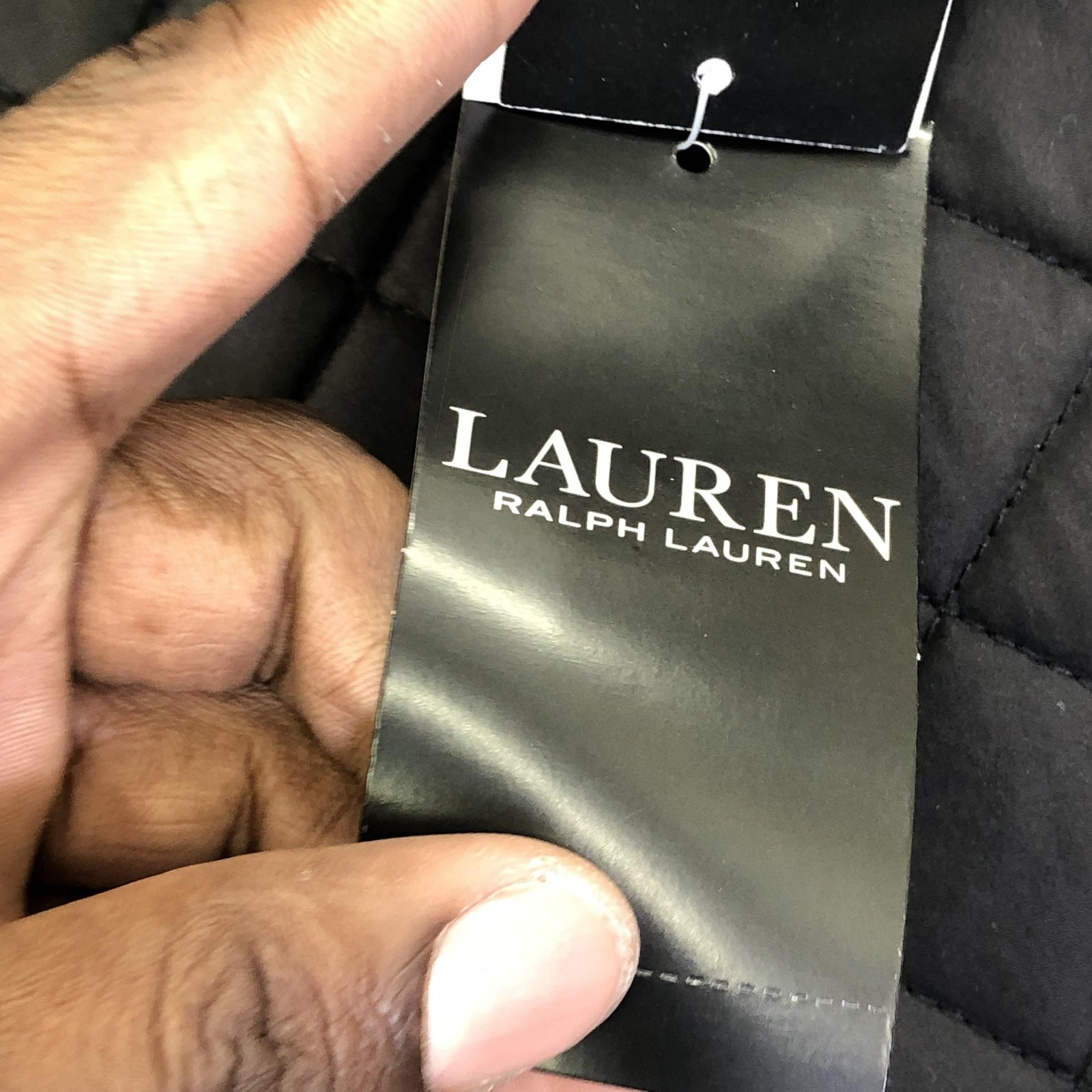 Lauren Ralph Lauren Quilted Jacket Womens 2X Plus Black Faux Fur Snap Lined