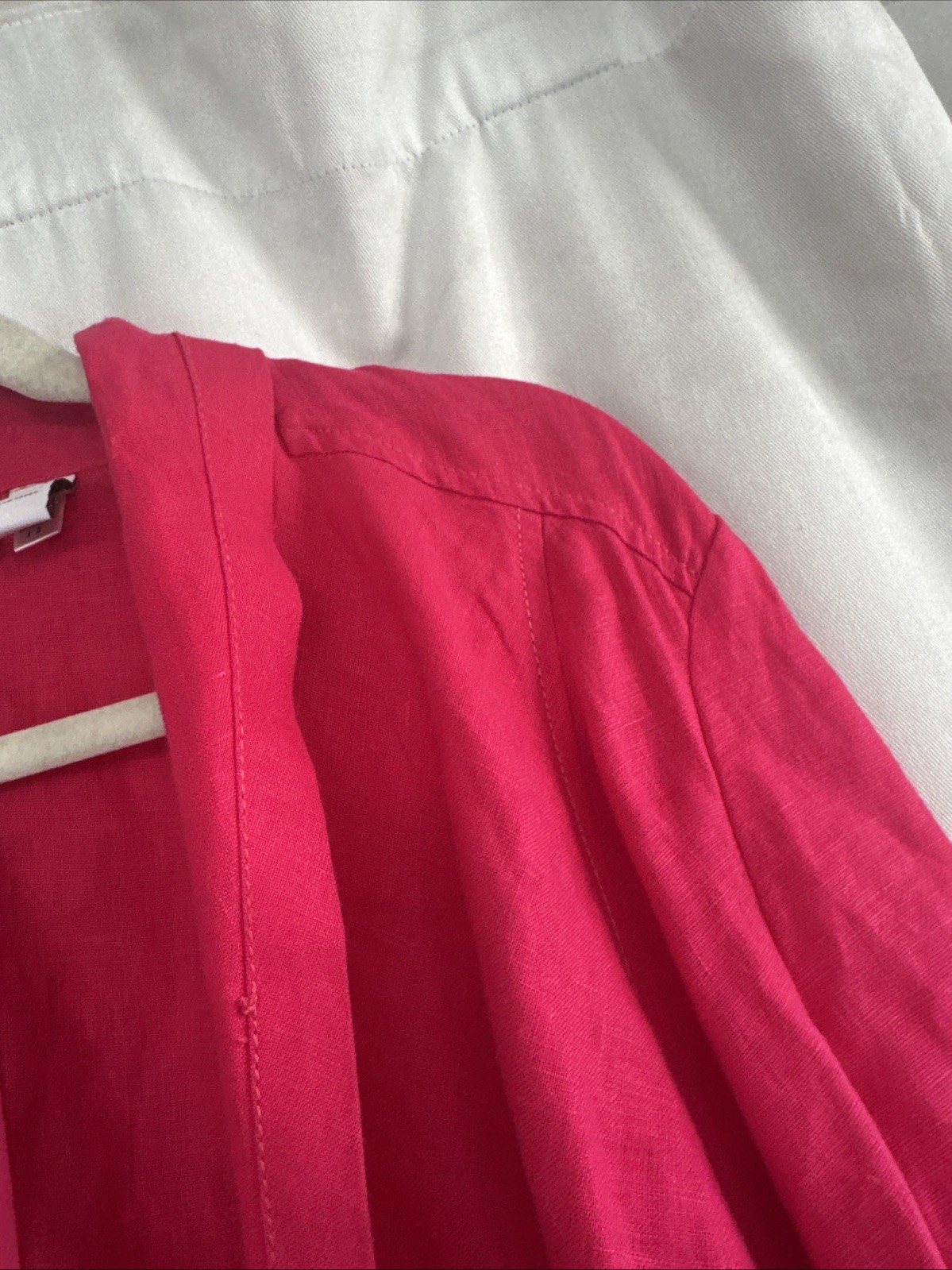 Chicos Pretty In Pink 100% Linen Jacket 2 M L Open No Closure