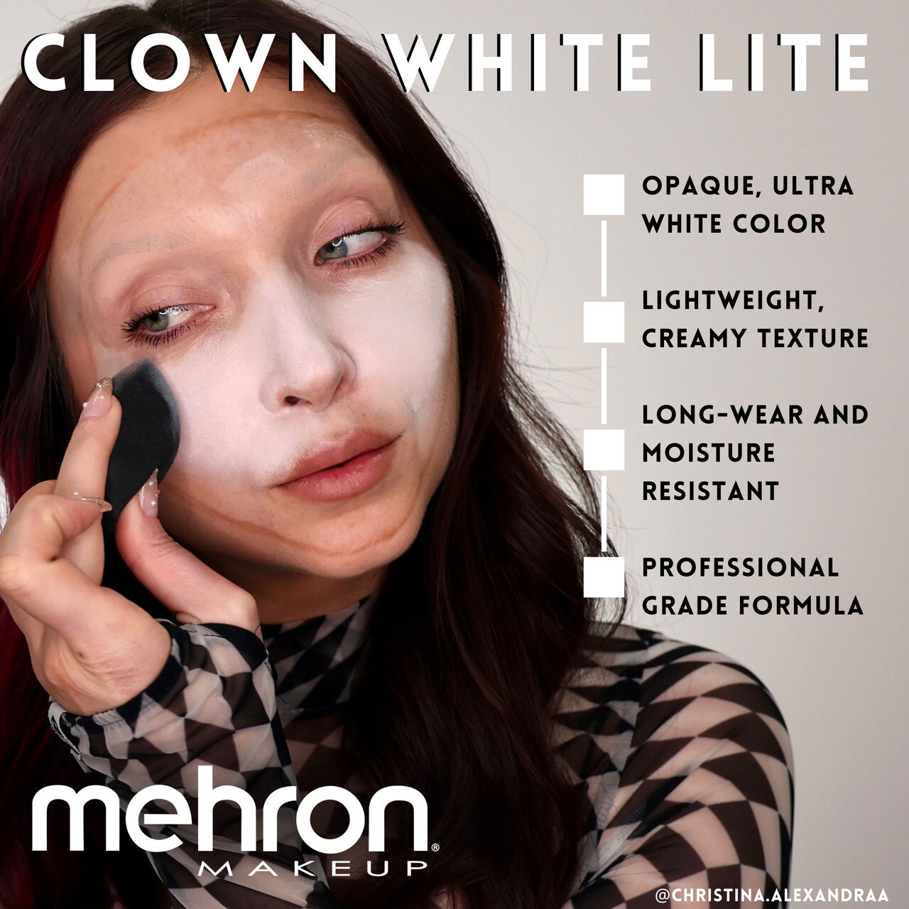 Clown White Lite 2oz theatrical circus face paint stage makeup cosmetic Mehron