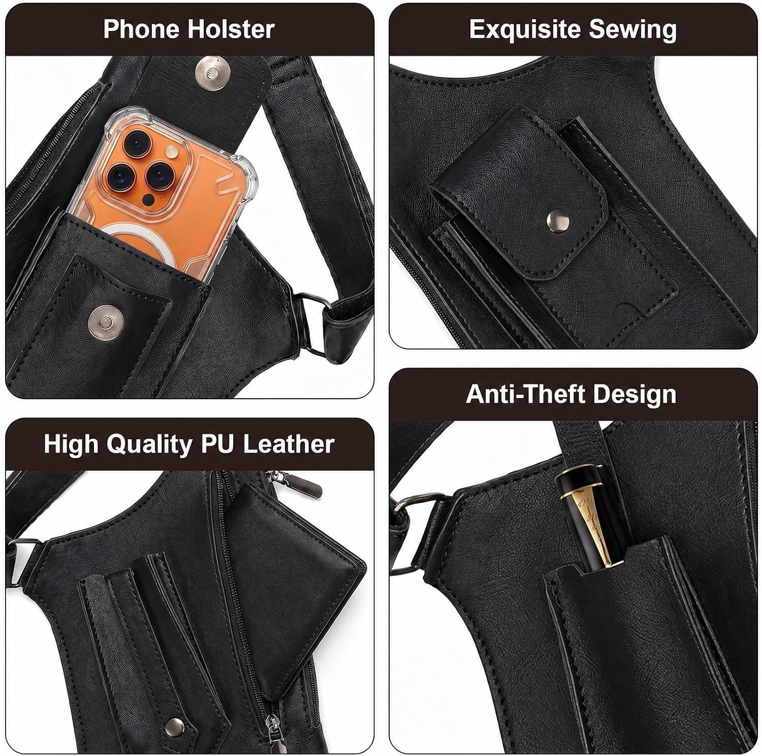 Underarm Anti-Theft Bag, Hidden Shoulder Holster, Double Storage Pouch, Phone