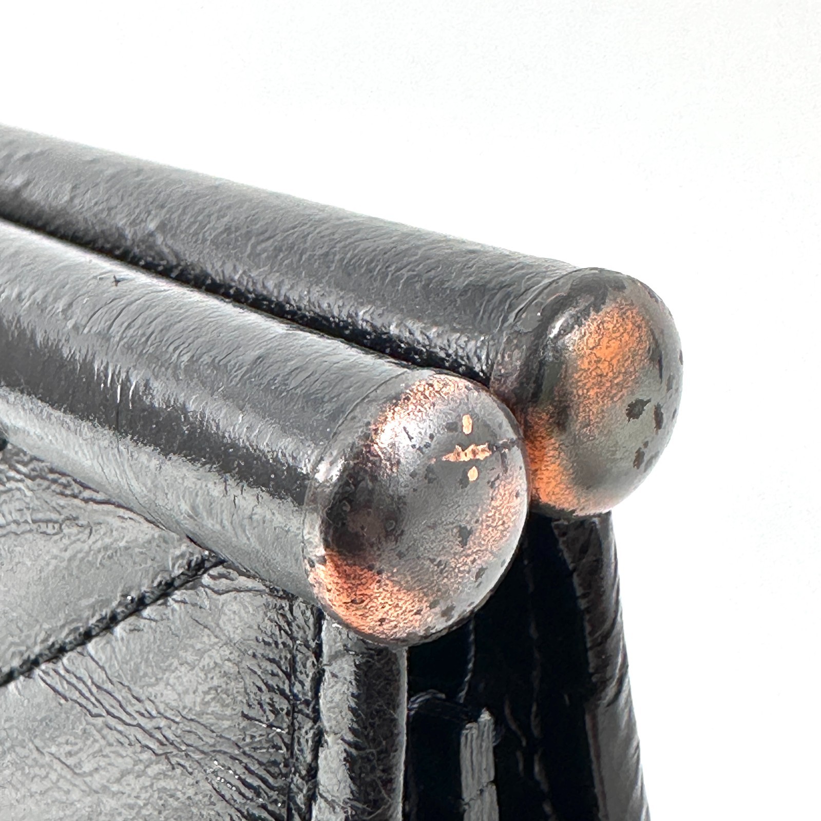 Yves Saint Laurent Black Leather Clutch Bag V stitch YSL Purse Vintage Authentic