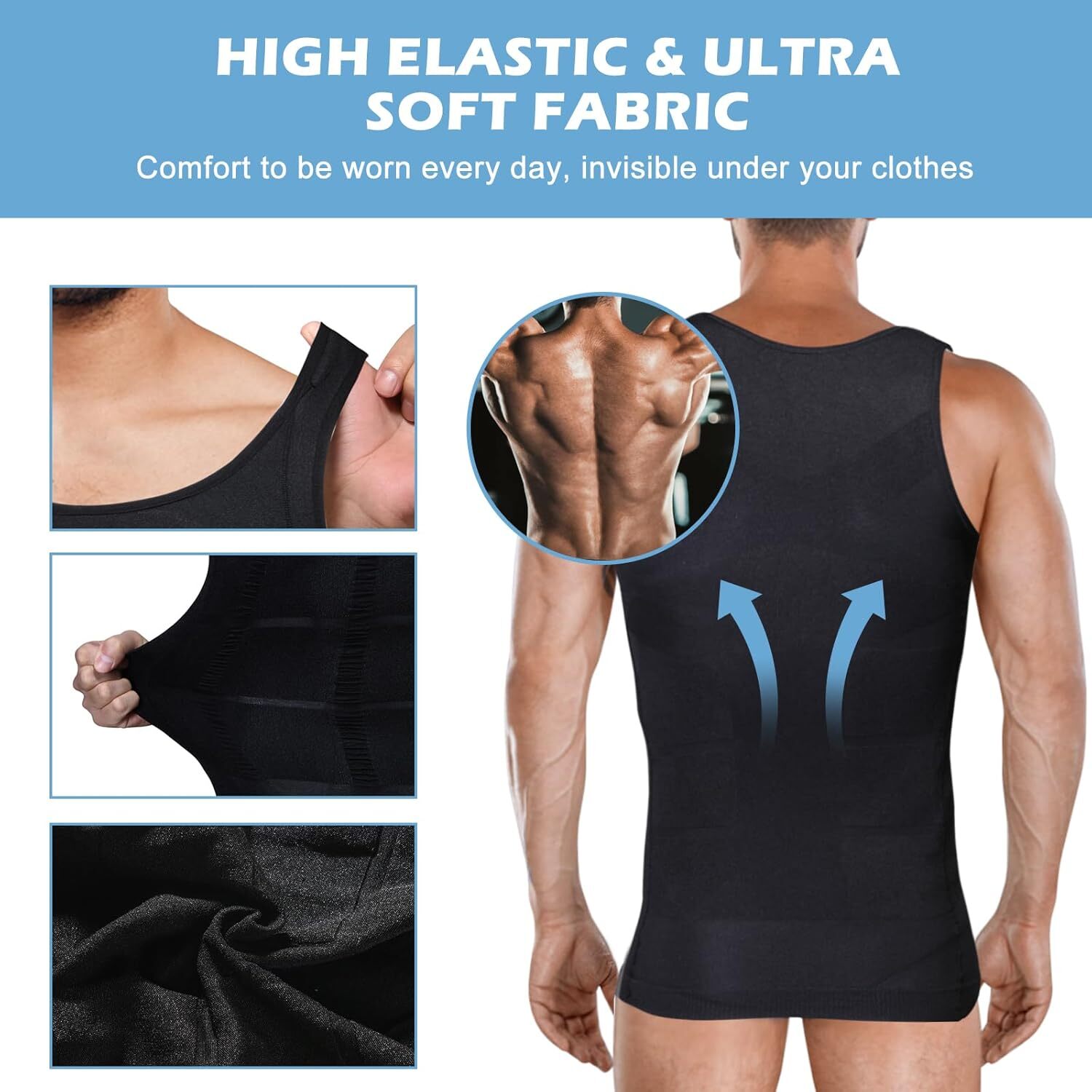 Men Slimming Body Shaper Chest Tummy Compression Shirt Fajas hombre Shapewear