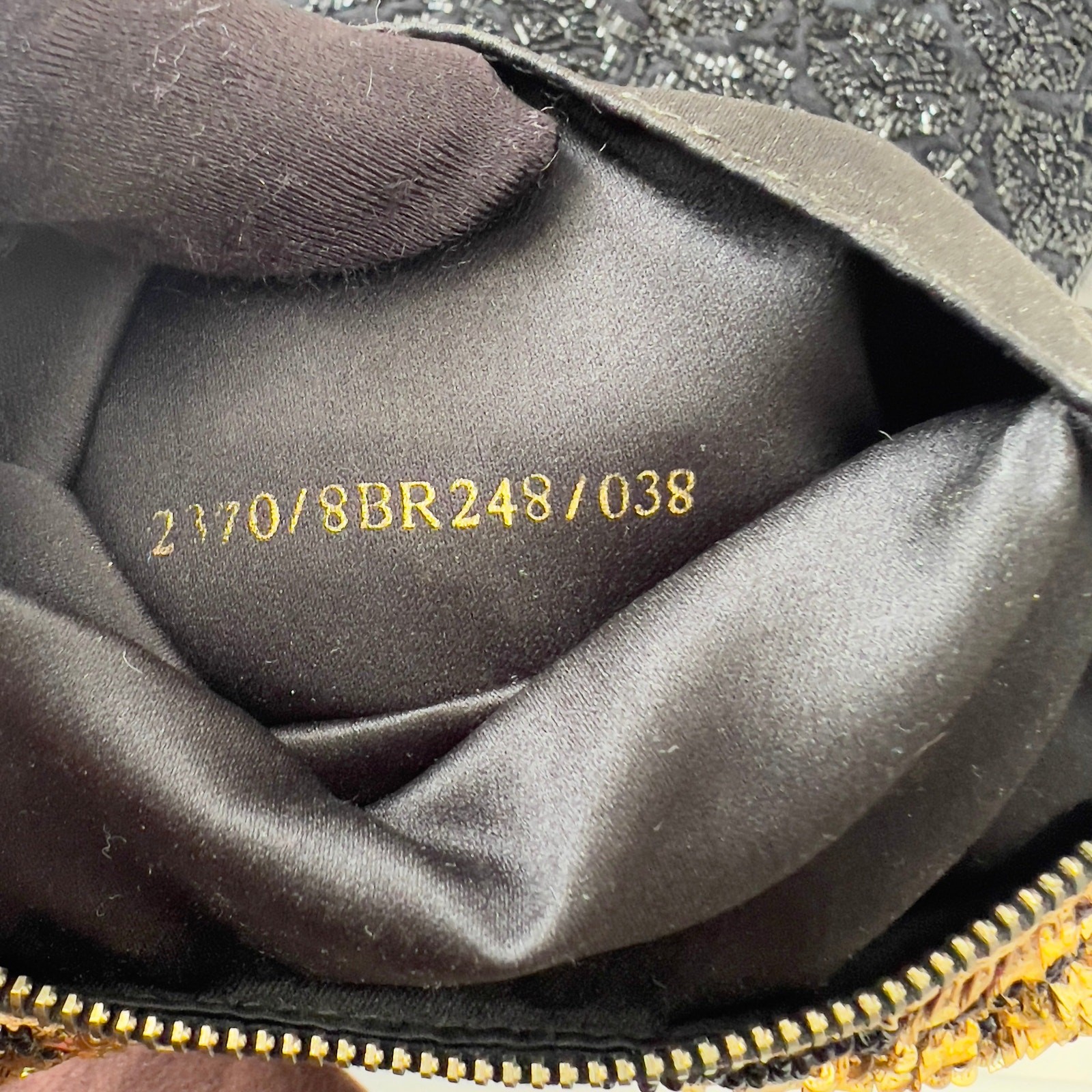 Vintage Fendi Black Rose Lizard trimmed Embellished Oyster Bag