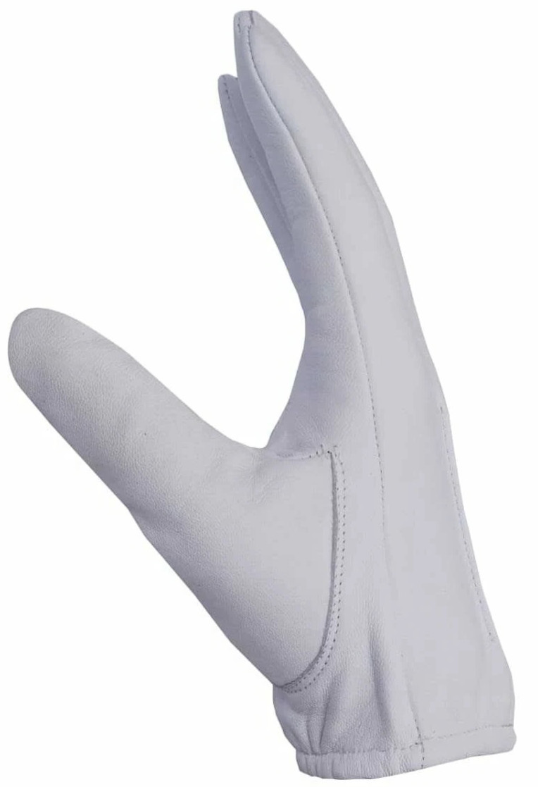 MENS LEATHER THIN GLOVE FOR DRIVING AND POLICE COLOR WHITE SIZE MEDIUM