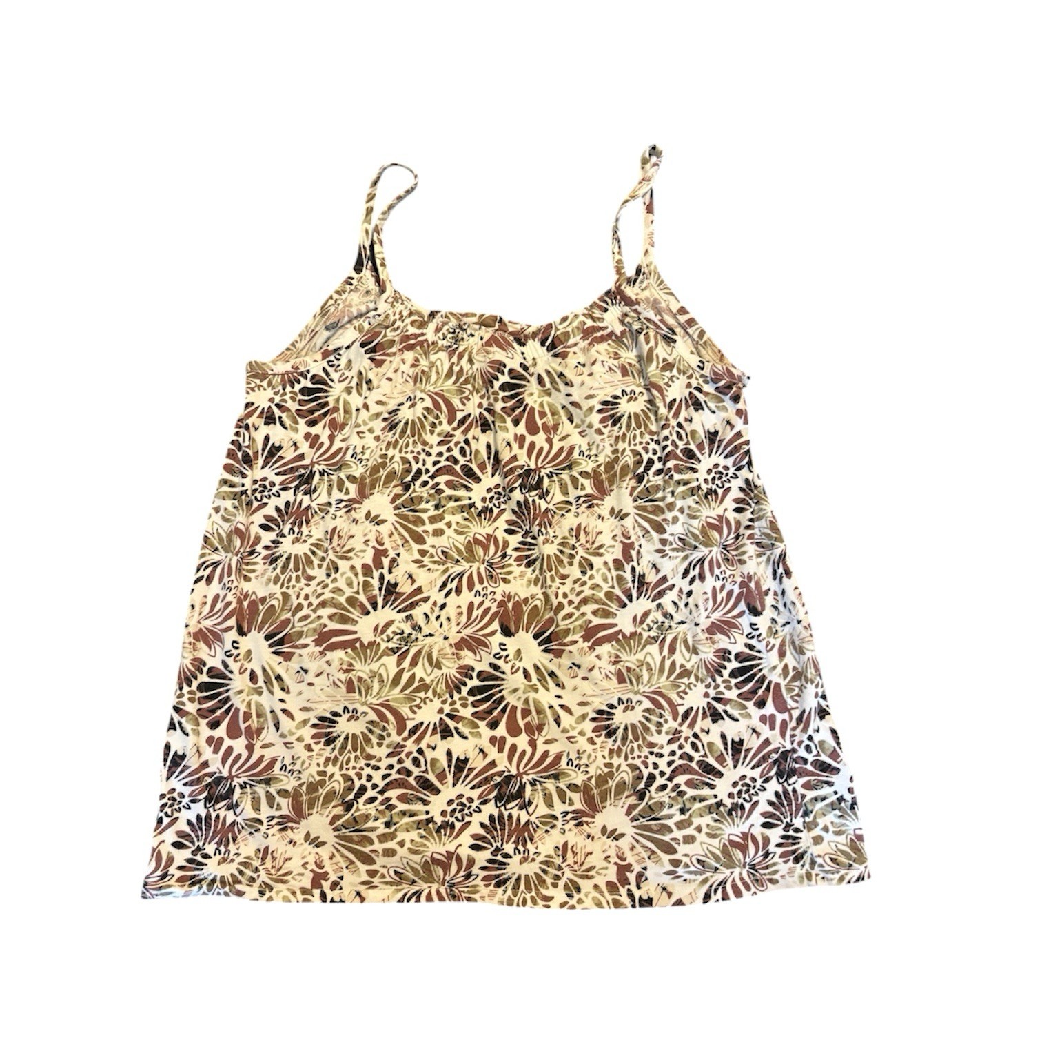 New Additions Maternity Beige Brown Floral Scoop Neck Cami Women’s M/M