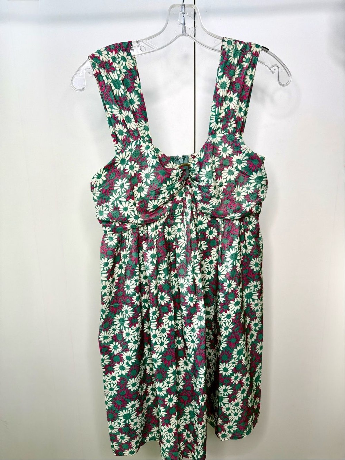 Entro Floral A-Line Mini Sundress in Green, White & Pink