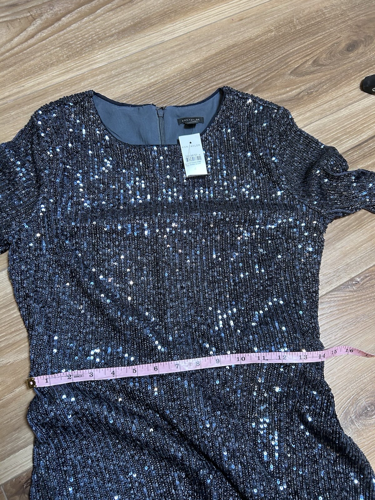 NWT ANN TAYLOR NIGHT SKY SEQUINs MIDI fit FLARE DRESS size 4 wedding formal
