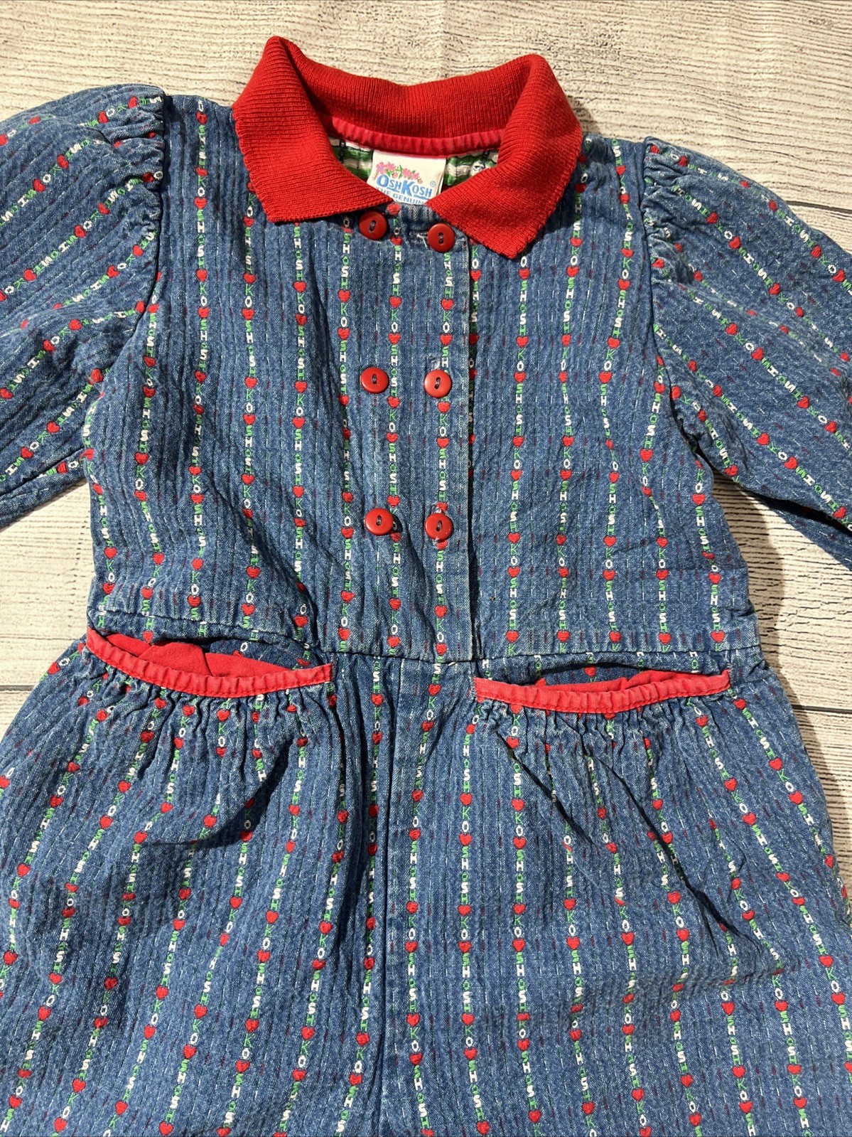 RARE OshKosh B’Gosh Vintage 90s Denim Jumper Romper Size 4T Girl’s Jumpsuit