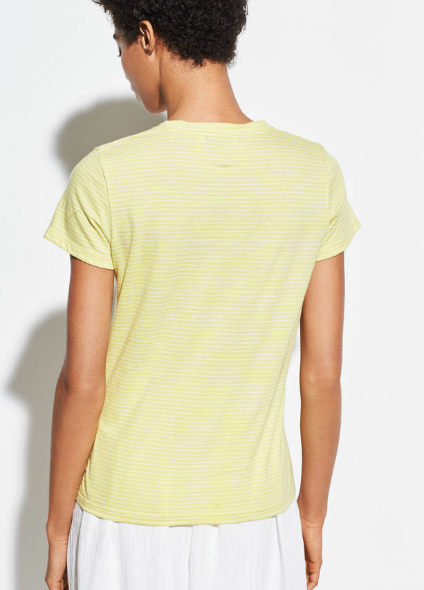 E023 NWT VINCE SKINNY STRIPE CREWNECK PIMA COTTON WOMEN TEE SIZE XS $85